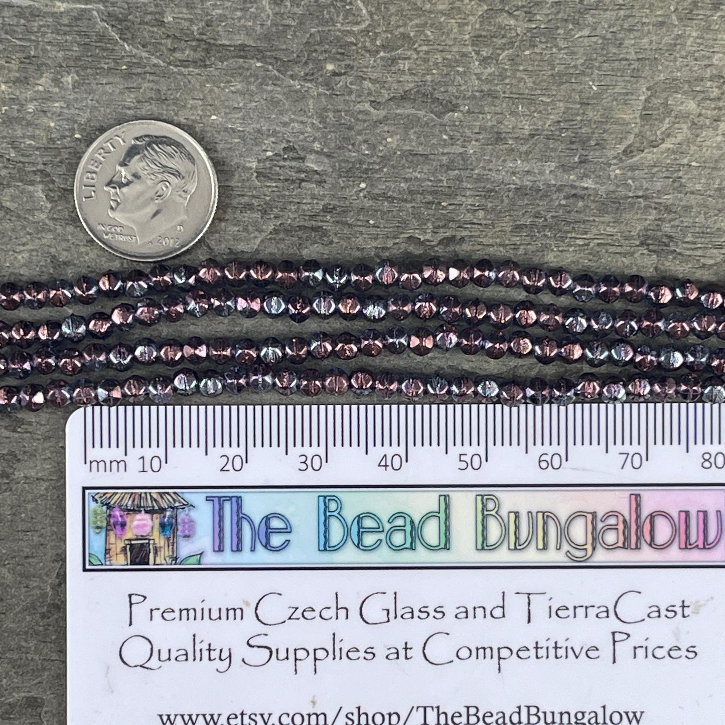 Czech Beads - 3mm English Cut Faceted Cube - Indigo with Purple Luster (EC3/SM-15726) * Qty. 50