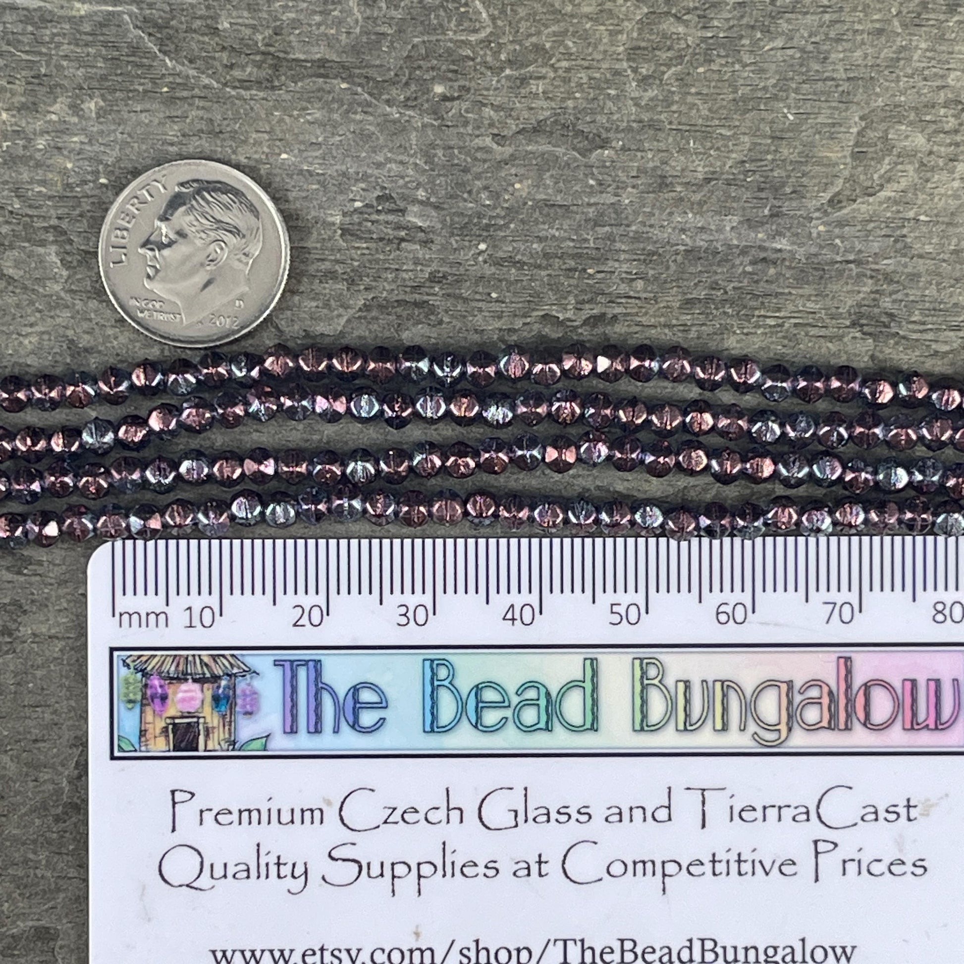 Czech Beads - 3mm English Cut Faceted Cube - Indigo with Purple Luster (EC3/SM-15726) * Qty. 50