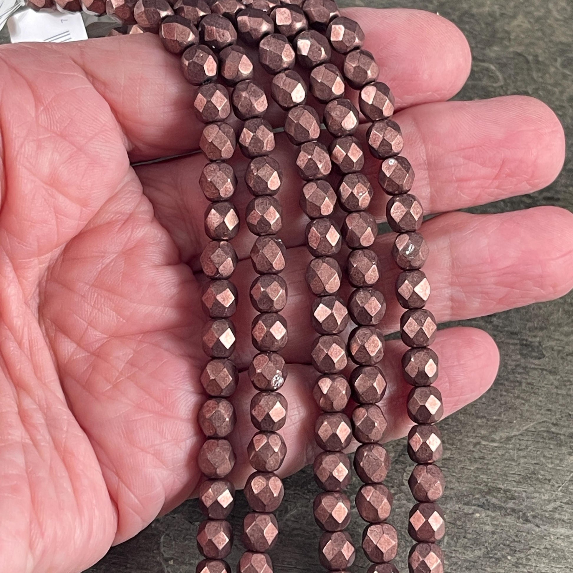Czech Beads - 6mm Faceted Round - Color-trends Chocolate Brown Satin Metallic (FP6/SM-08A01) * Qty. 25