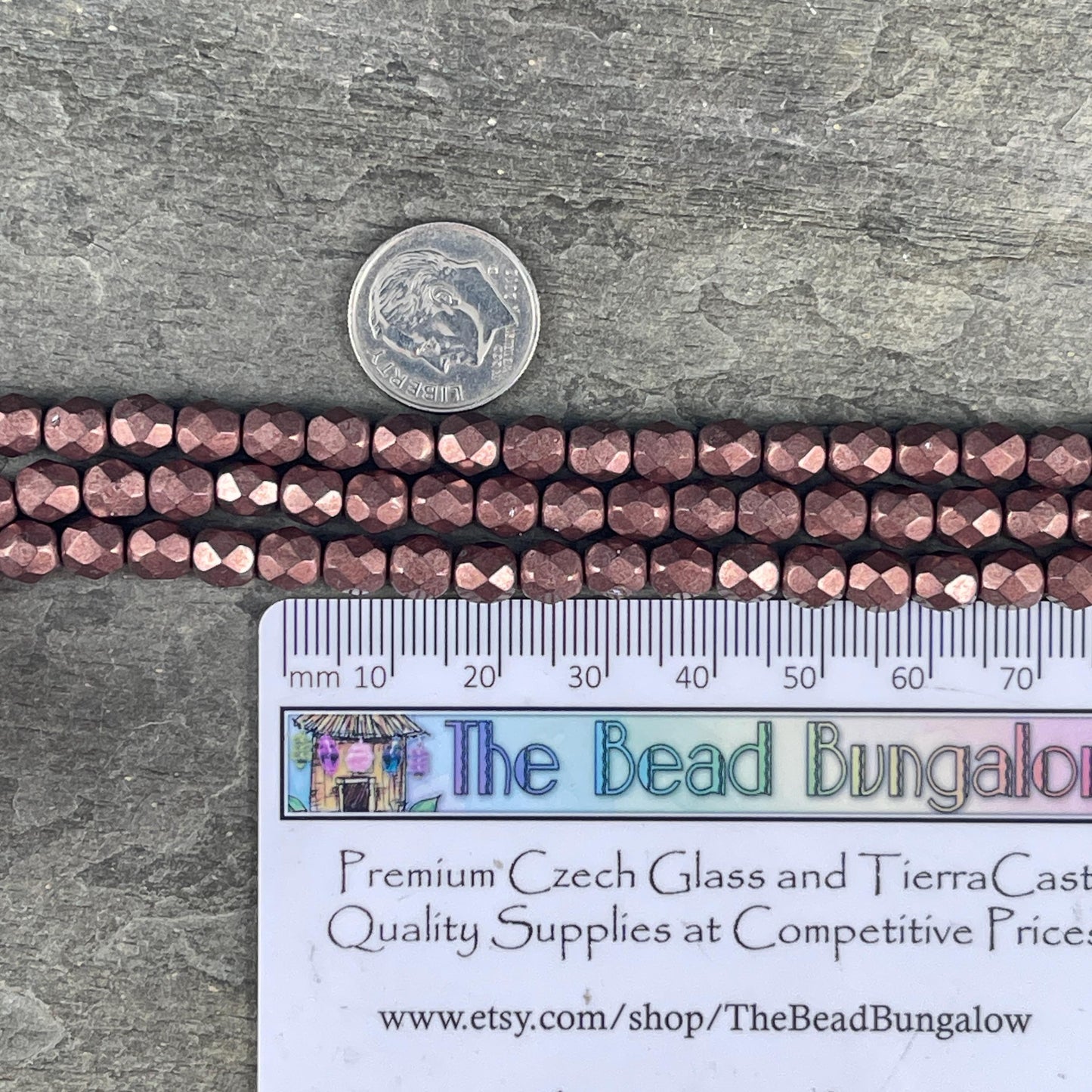 Czech Beads - 6mm Faceted Round - Color-trends Chocolate Brown Satin Metallic (FP6/SM-08A01) * Qty. 25