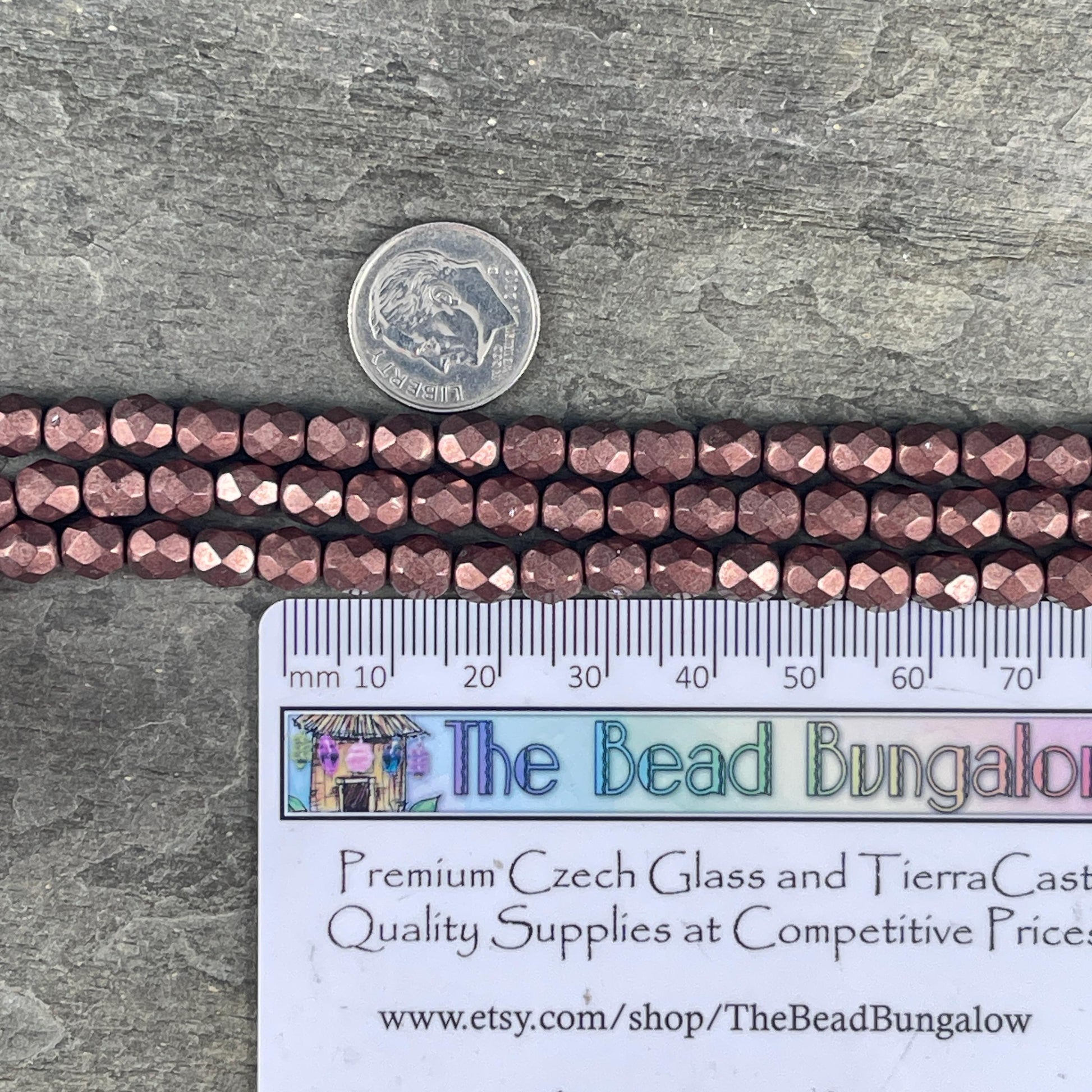 Czech Beads - 6mm Faceted Round - Color-trends Chocolate Brown Satin Metallic (FP6/SM-08A01) * Qty. 25