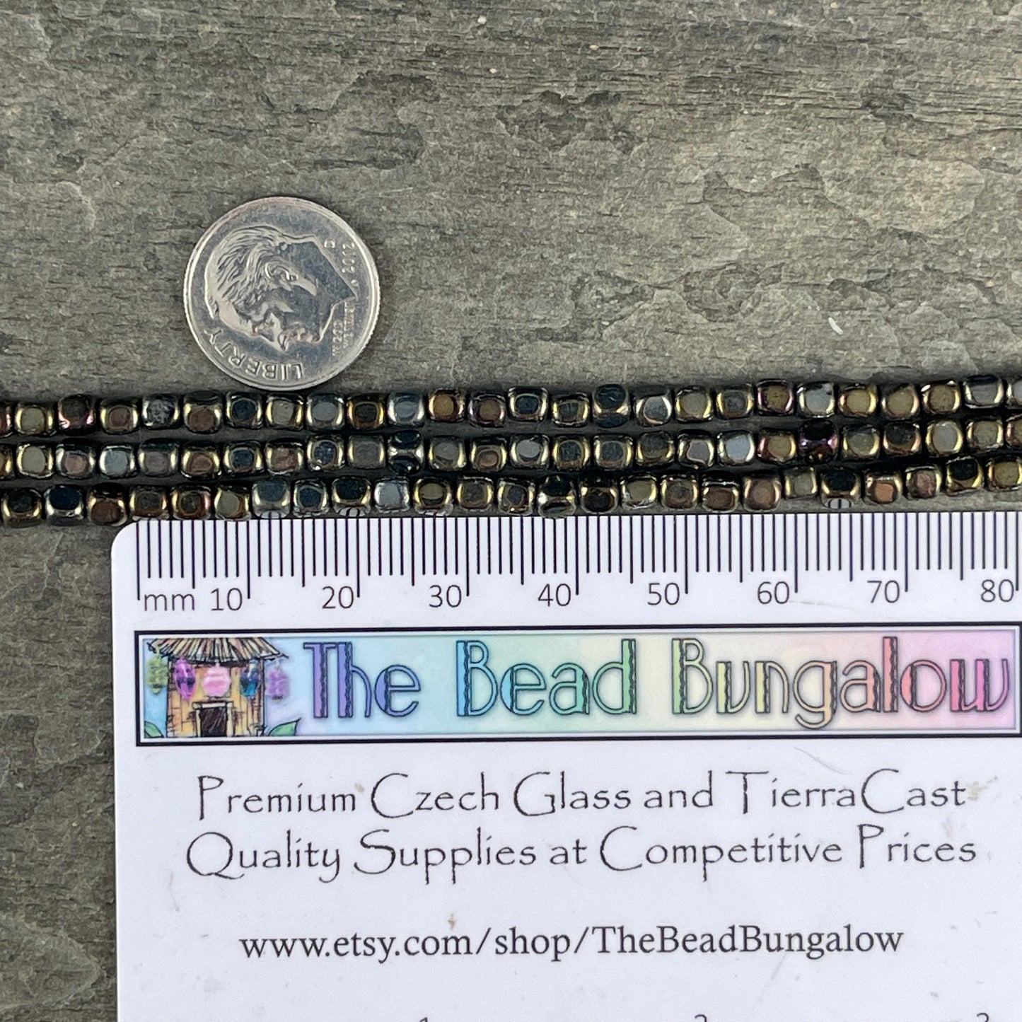 Czech Beads, 3.5mm Rounded Cube, Brown Iris Metallic (SQ/SM-21415) * Qty. 100