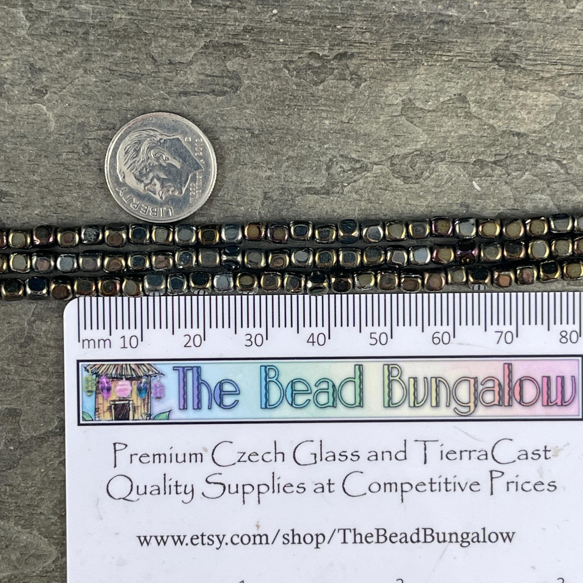 Czech Beads, 3.5mm Rounded Cube, Brown Iris Metallic (SQ/SM-21415) * Qty. 100
