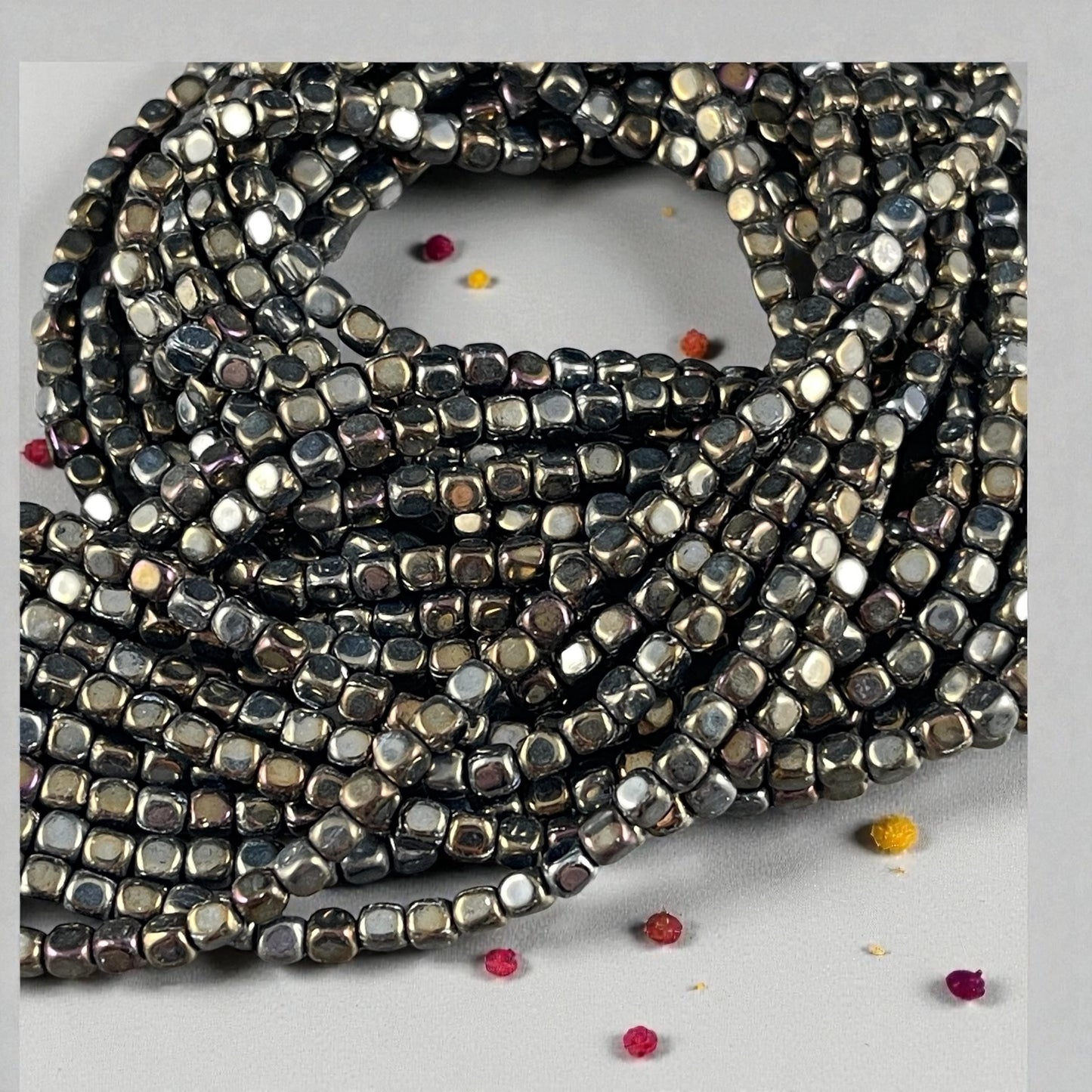 Czech Beads, 3.5mm Rounded Cube, Brown Iris Metallic (SQ/SM-21415) * Qty. 100