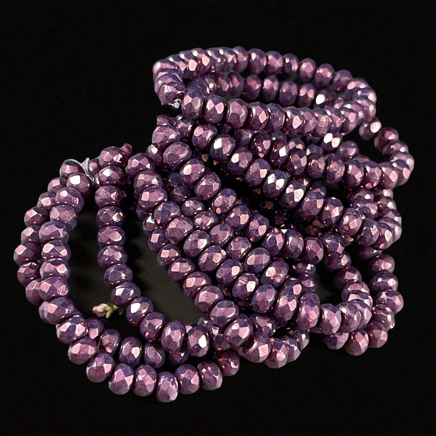Czech Beads - 5x3mm Faceted Rondelle, Vivid Opaque Purple with Luster (R5/RJ-2848) * Qty. 30