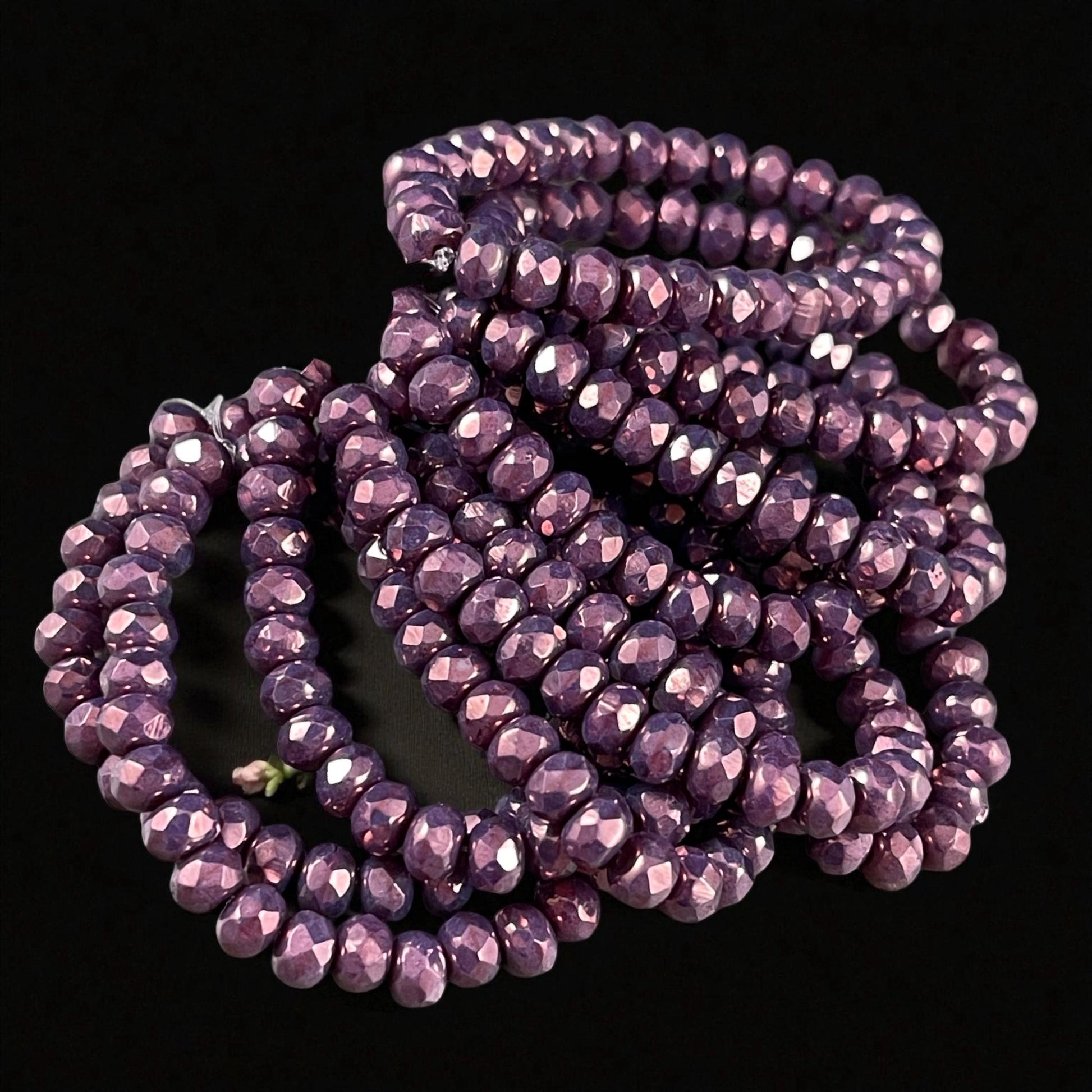 Czech Beads - 5x3mm Faceted Rondelle, Vivid Opaque Purple with Luster (R5/RJ-2848) * Qty. 30