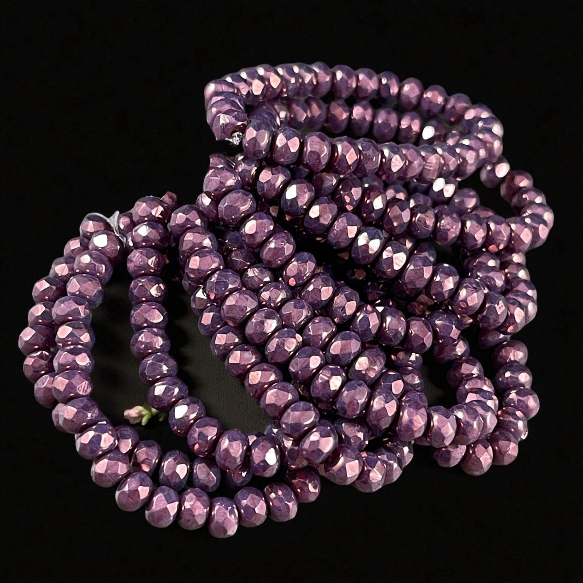 Czech Beads - 5x3mm Faceted Rondelle, Vivid Opaque Purple with Luster (R5/RJ-2848) * Qty. 30