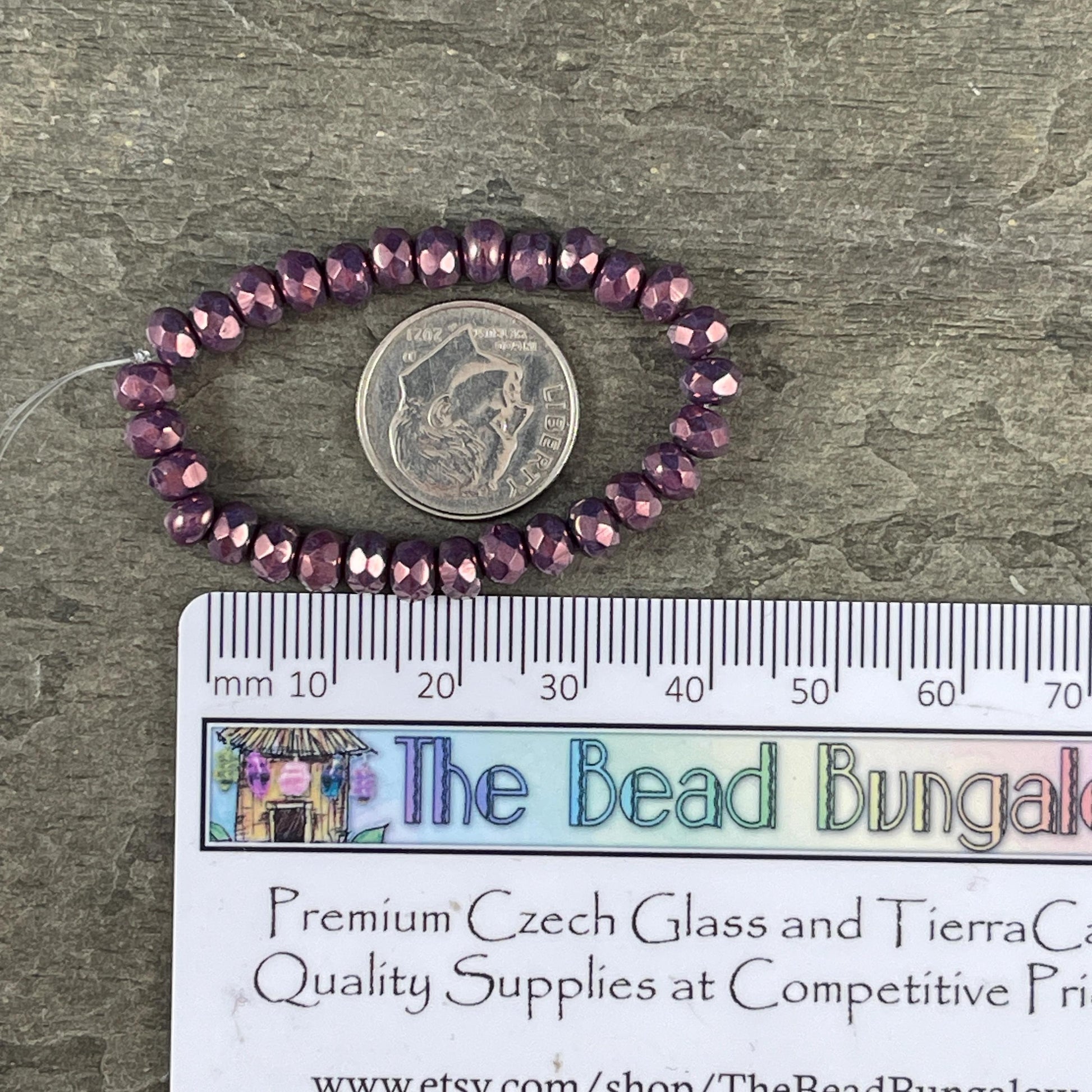 Czech Beads - 5x3mm Faceted Rondelle, Vivid Opaque Purple with Luster (R5/RJ-2848) * Qty. 30