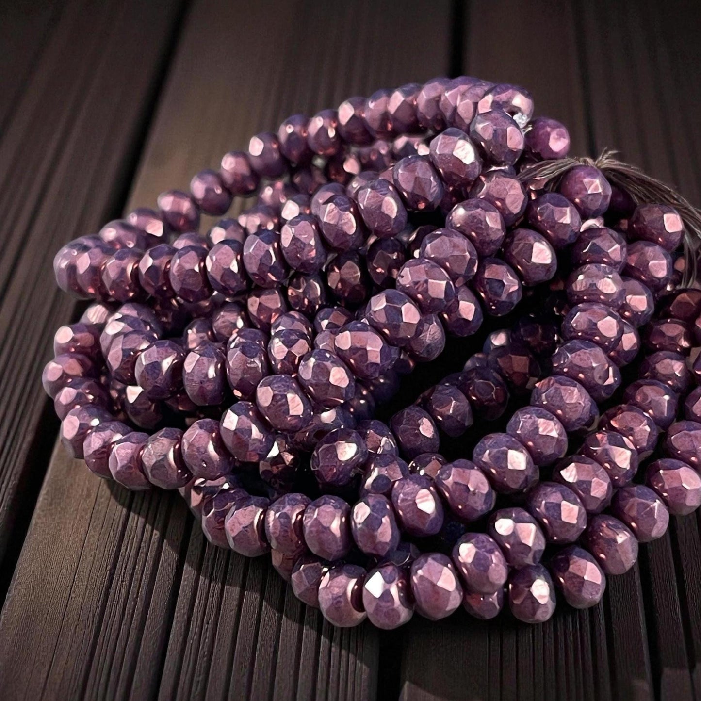 Czech Beads - 5x3mm Faceted Rondelle, Vivid Opaque Purple with Luster (R5/RJ-2848) * Qty. 30
