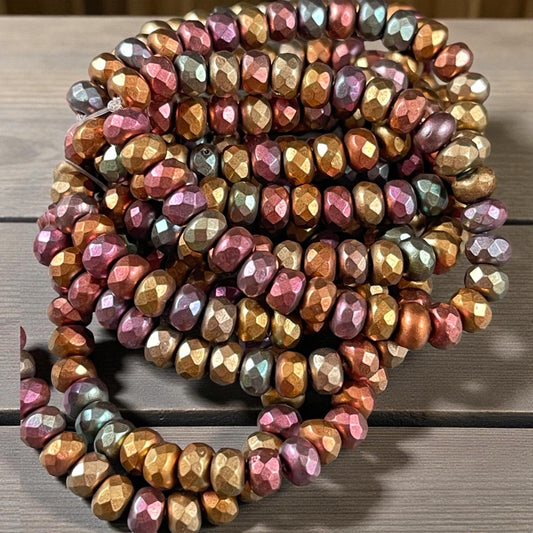 Czech Beads - 5x3mm Faceted Rondelle, Rainbow Metallic Mix (R5/RJ-2827) * Qty. 30