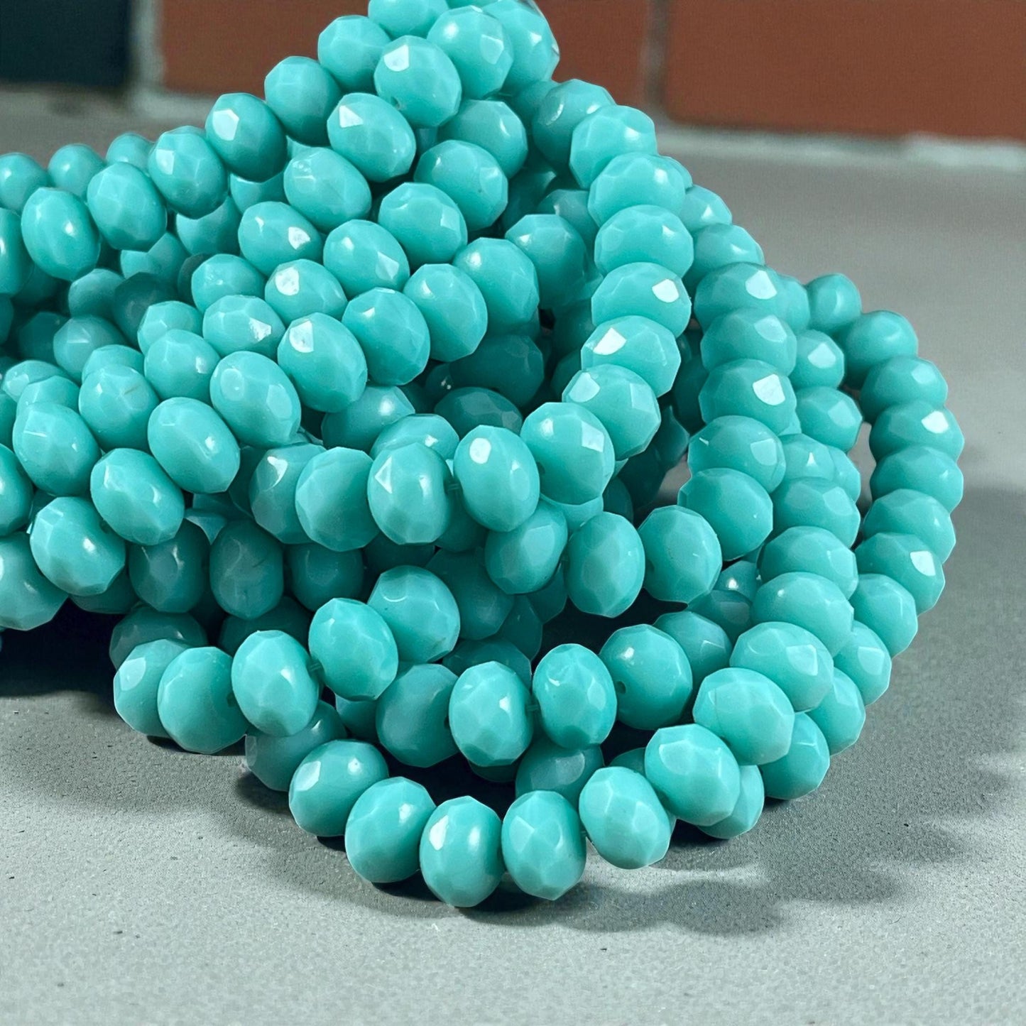Czech Beads - 8x6mm Faceted Rondelle, Turquoise Blue (R8/RJ-2213) * 25 Beads