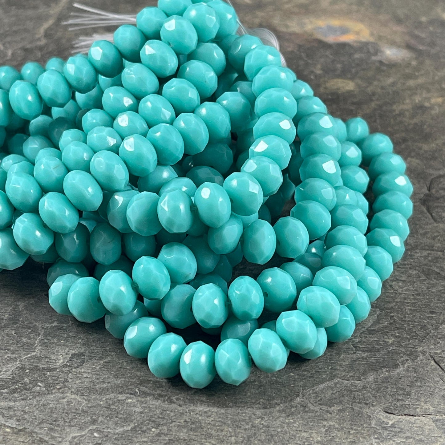 Czech Beads - 8x6mm Faceted Rondelle, Turquoise Blue (R8/RJ-2213) * 25 Beads