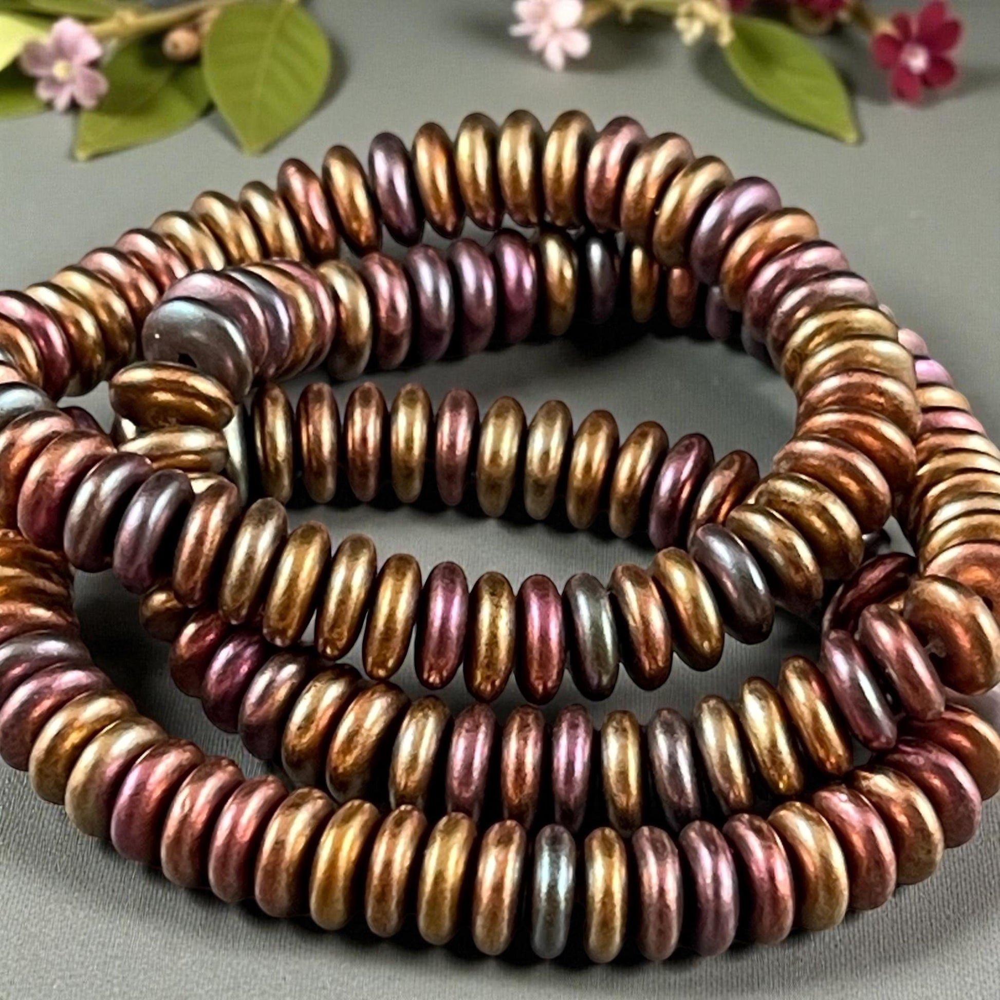 Czech Beads - 6x2mm Heishi Rondelle, Rainbow Metallic Mix (DSC/RJ-5367) * Qty. 50
