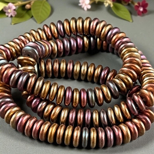 Czech Beads - 6x2mm Heishi Rondelle, Rainbow Metallic Mix (DSC/RJ-5367) * Qty. 50