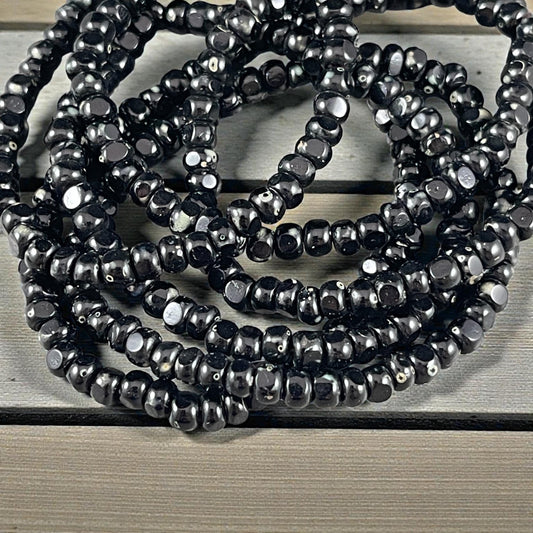 Czech Beads - 4x3mm Faceted Seed Beads, Black with Picasso Finish (TRICA/RJ-2880) * Qty. 50