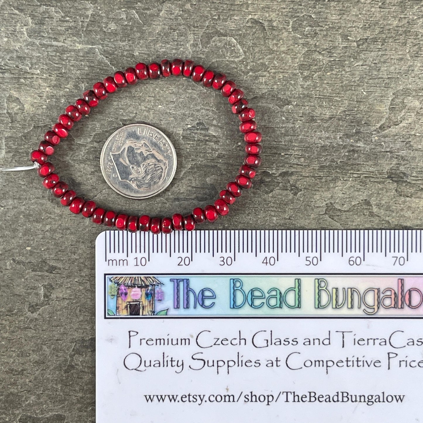 Czech Beads, 4x3mm Faceted Seed Beads, Opaque Red Picasso (TRICA/RJ-2782) * Qty. 50