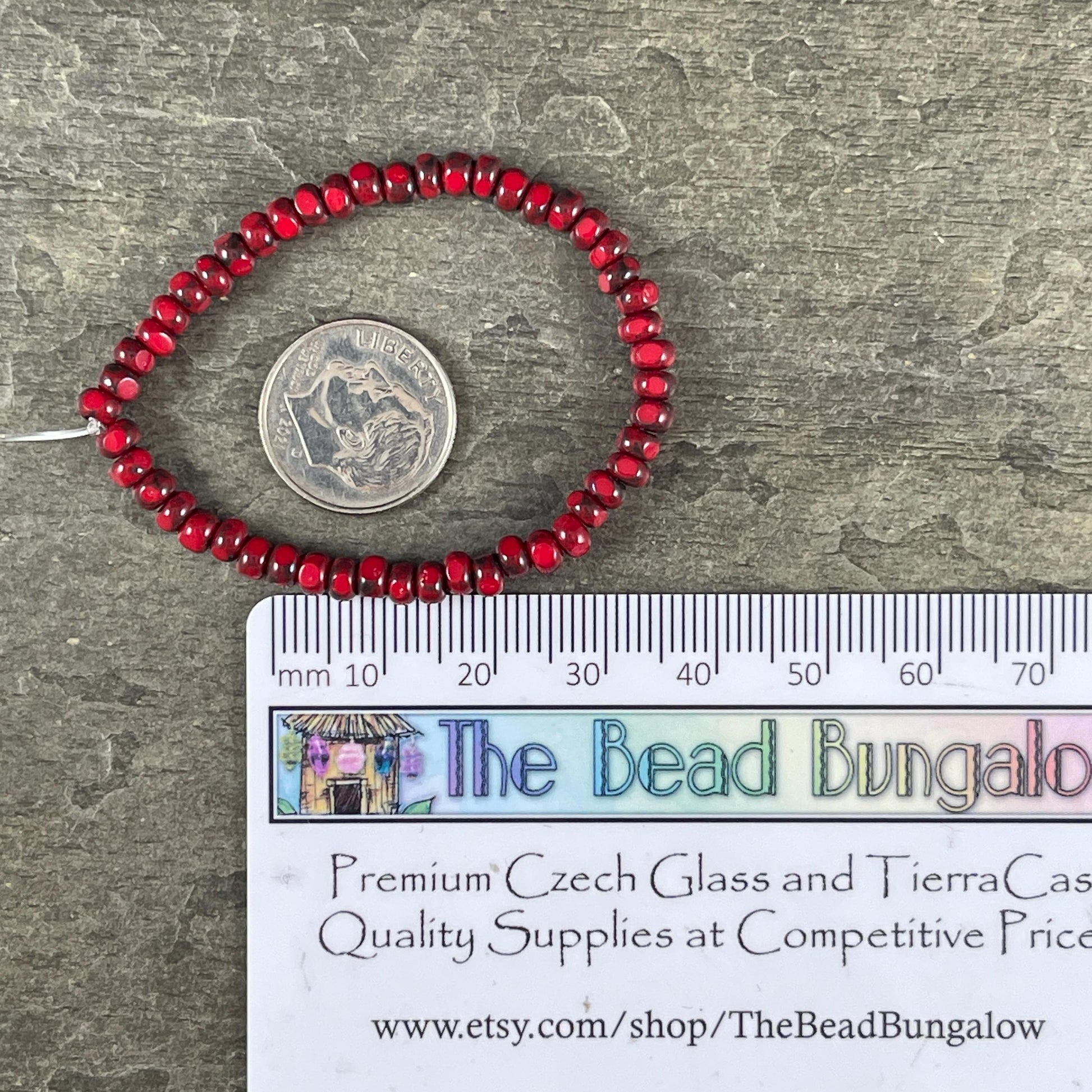 Czech Beads, 4x3mm Faceted Seed Beads, Opaque Red Picasso (TRICA/RJ-2782) * Qty. 50