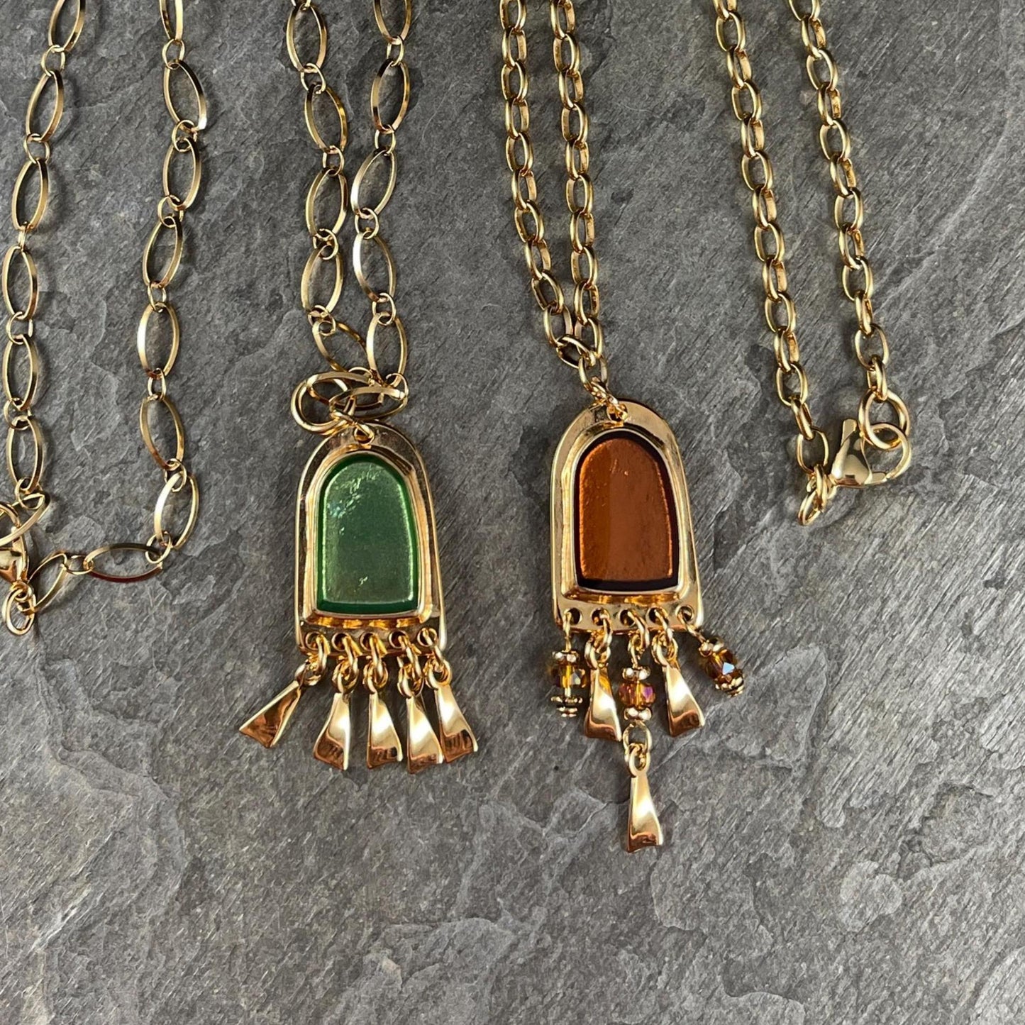 24k Gold Plated Connector/Pendant/Charm with Topaz Enamel Inlay, Nickel Free Geometric Pendant (PF/15294-13-0552) * Qty. 2