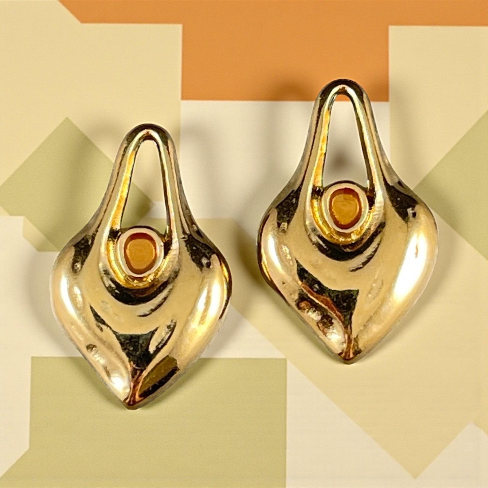 24k Gold Plated Heart Shaped Charm - 24.5x15.5mm Drop with Topaz Enamel Center (PF/15302-13-563) * Qty. 4