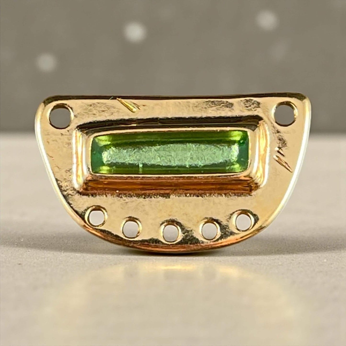 24k Gold Plated Connector with Peridot Enamel Inlay, Half Circle Chandelier (PF/15295-13-0556) * Qty. 1