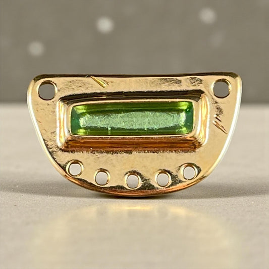 24k Gold Plated Connector with Peridot Enamel Inlay, Half Circle Chandelier (PF/15295-13-0556) * Qty. 1