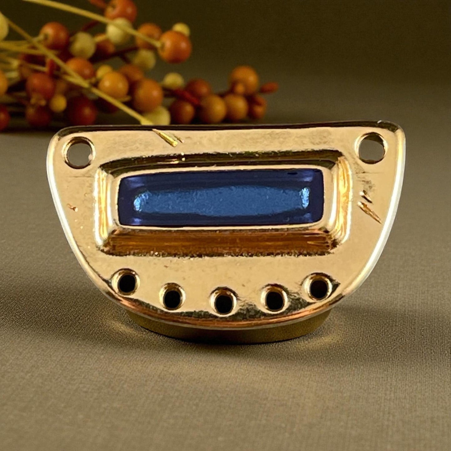 Pacific Blue and Gold Chandelier Pendant, 24k Gold Plated Connector with Pacific Blue Enamel Inlay (PF/15295-13-0538) * Qty. 1