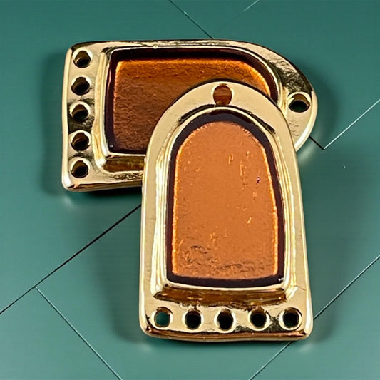 24k Gold Plated Connector/Pendant/Charm with Topaz Enamel Inlay, Nickel Free Geometric Pendant (PF/15294-13-0552) * Qty. 2