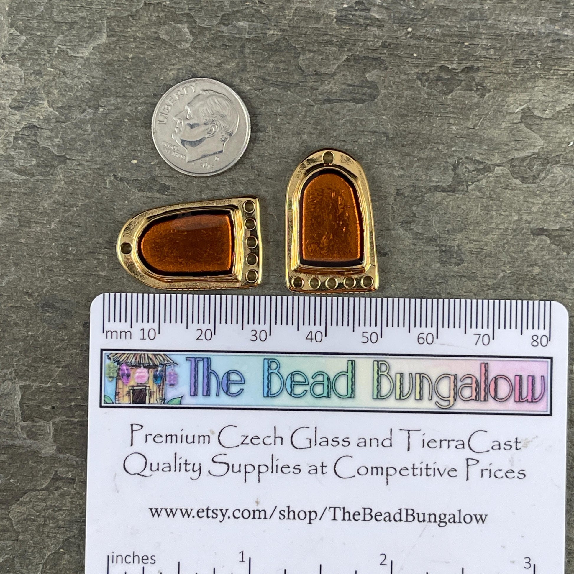 24k Gold Plated Connector/Pendant/Charm with Topaz Enamel Inlay, Nickel Free Geometric Pendant (PF/15294-13-0552) * Qty. 2