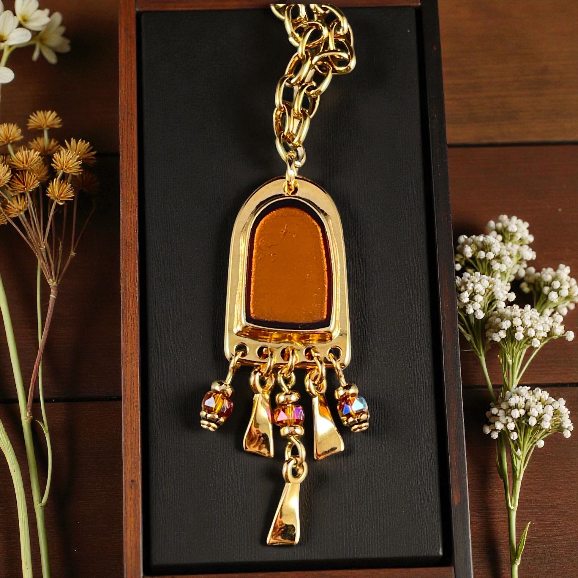 24k Gold Plated Connector/Pendant/Charm with Topaz Enamel Inlay, Nickel Free Geometric Pendant (PF/15294-13-0552) * Qty. 2