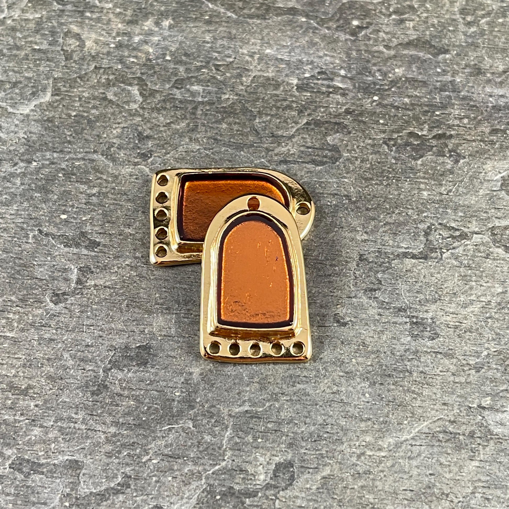24k Gold Plated Connector/Pendant/Charm with Topaz Enamel Inlay, Nickel Free Geometric Pendant (PF/15294-13-0552) * Qty. 2