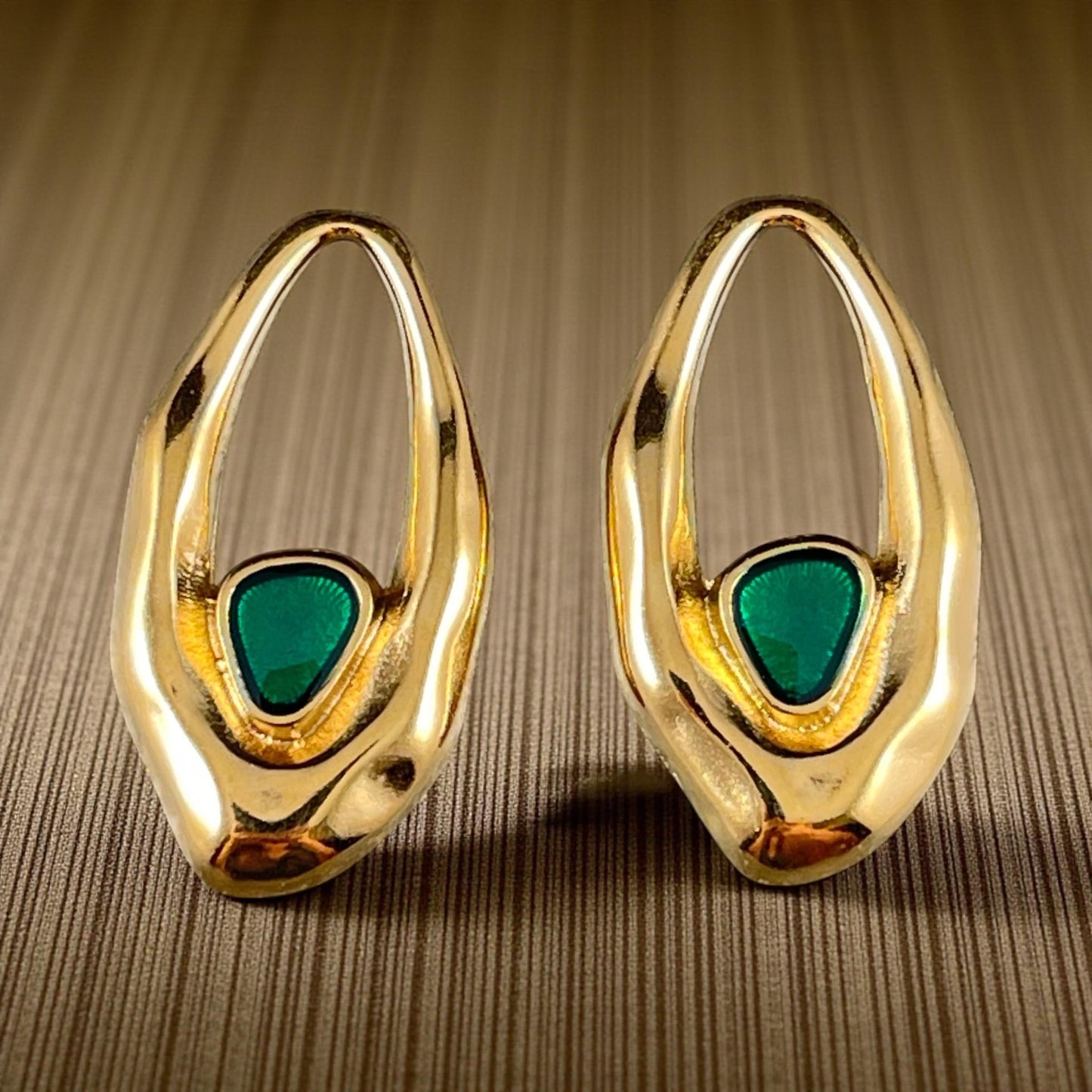 24k Gold Plated Oval Pendant with Emerald Green Enamel Accent (PF/15301-13-0545) * Qty. 2