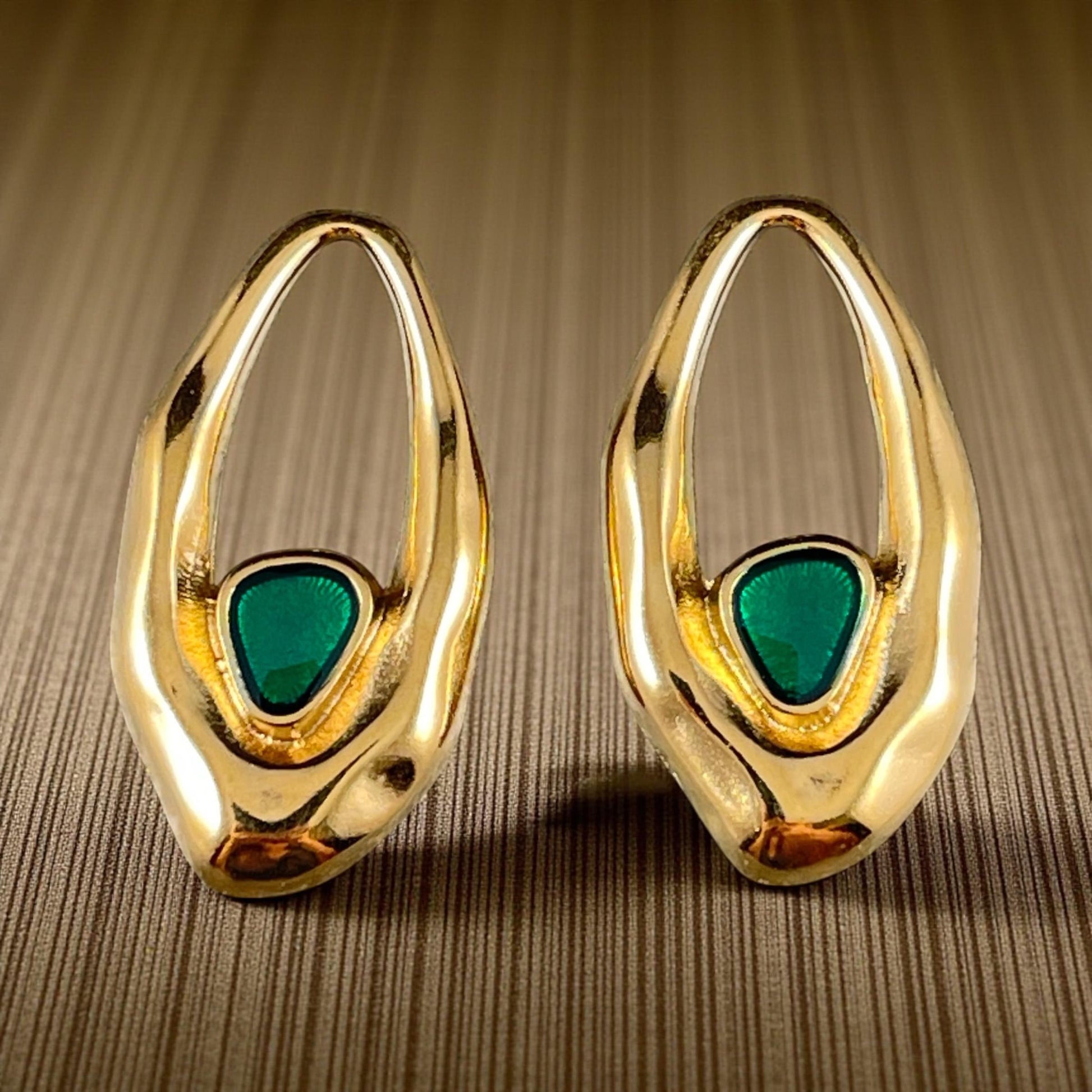 24k Gold Plated Oval Pendant with Emerald Green Enamel Accent (PF/15301-13-0545) * Qty. 2