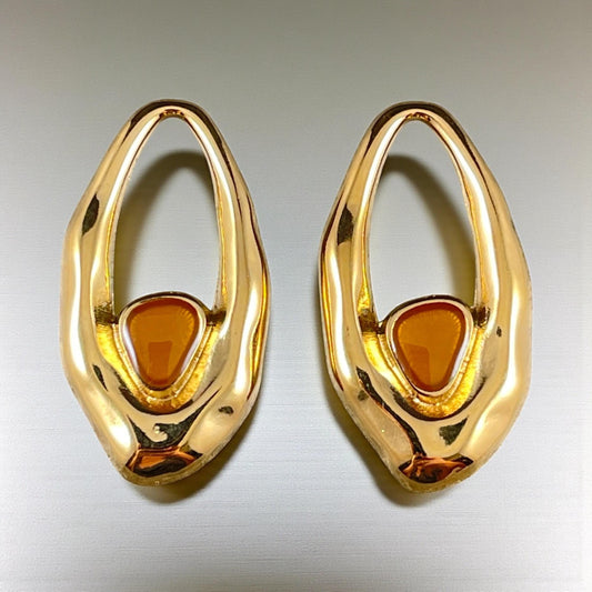 24k Gold Plated Oval Pendant with Topaz Enamel Accent (PF/15301-13-0563) * Qty. 2