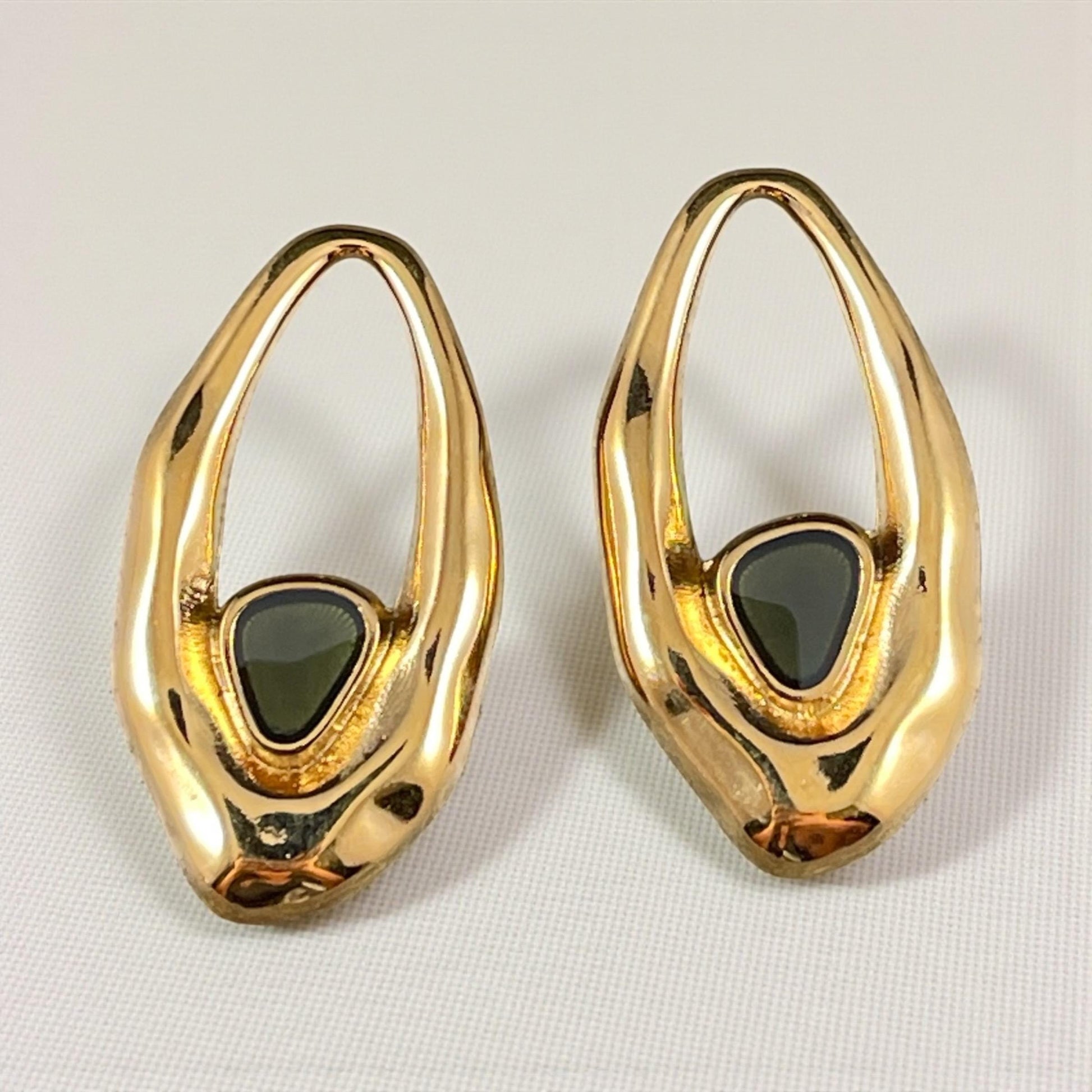 24k Gold Plated Oval Pendant with Smokey Black Enamel Accent (PF/15301-13-9222) * Qty. 2