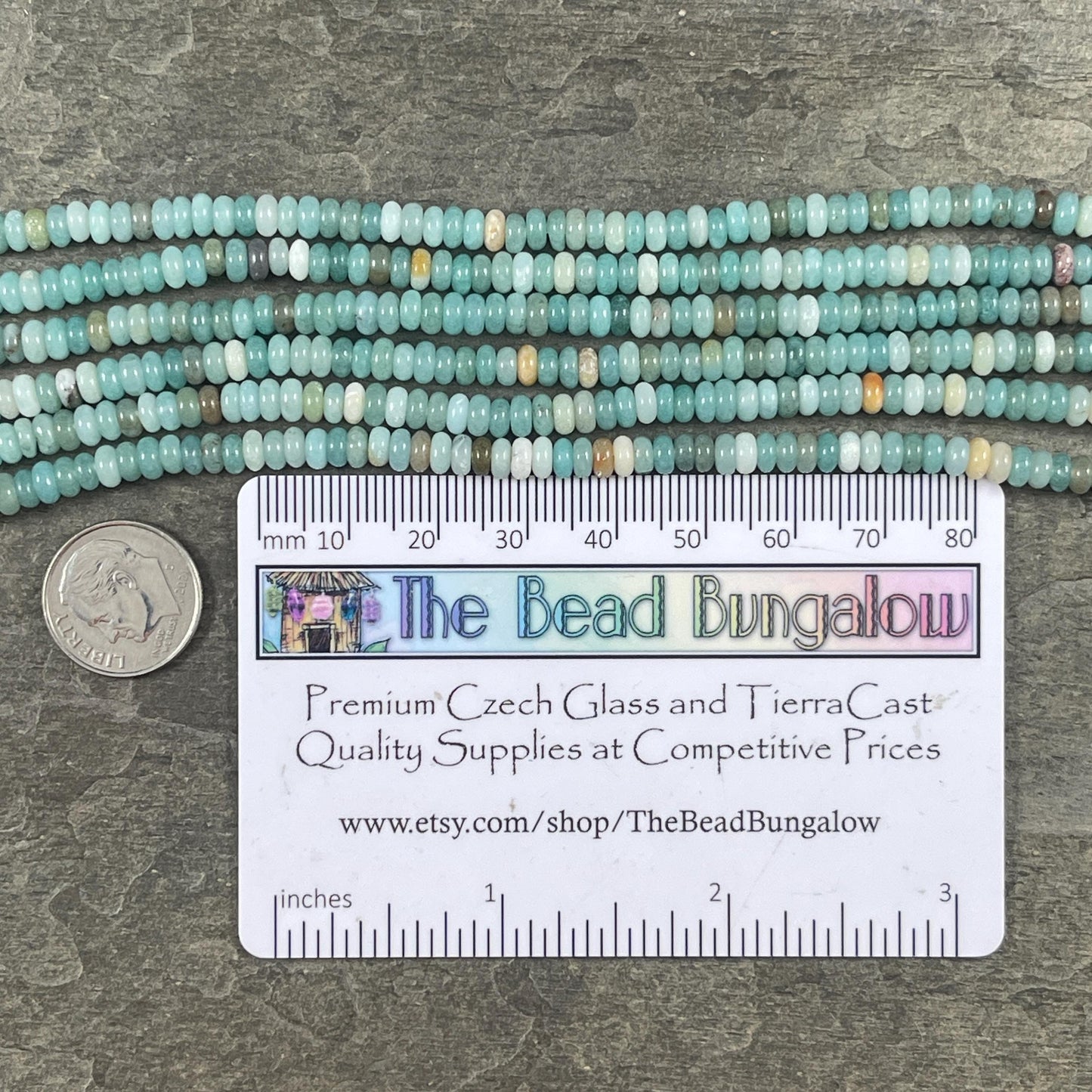 Gemstone Beads - 4x2mm Heishi Rondelle (Amazonite) * 15" strand