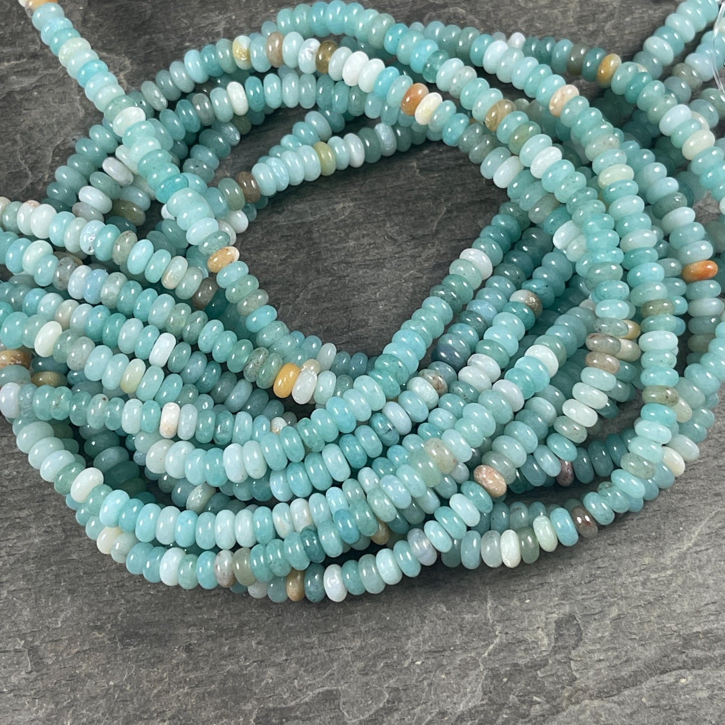 Gemstone Beads - 4x2mm Heishi Rondelle (Amazonite) * 15" strand