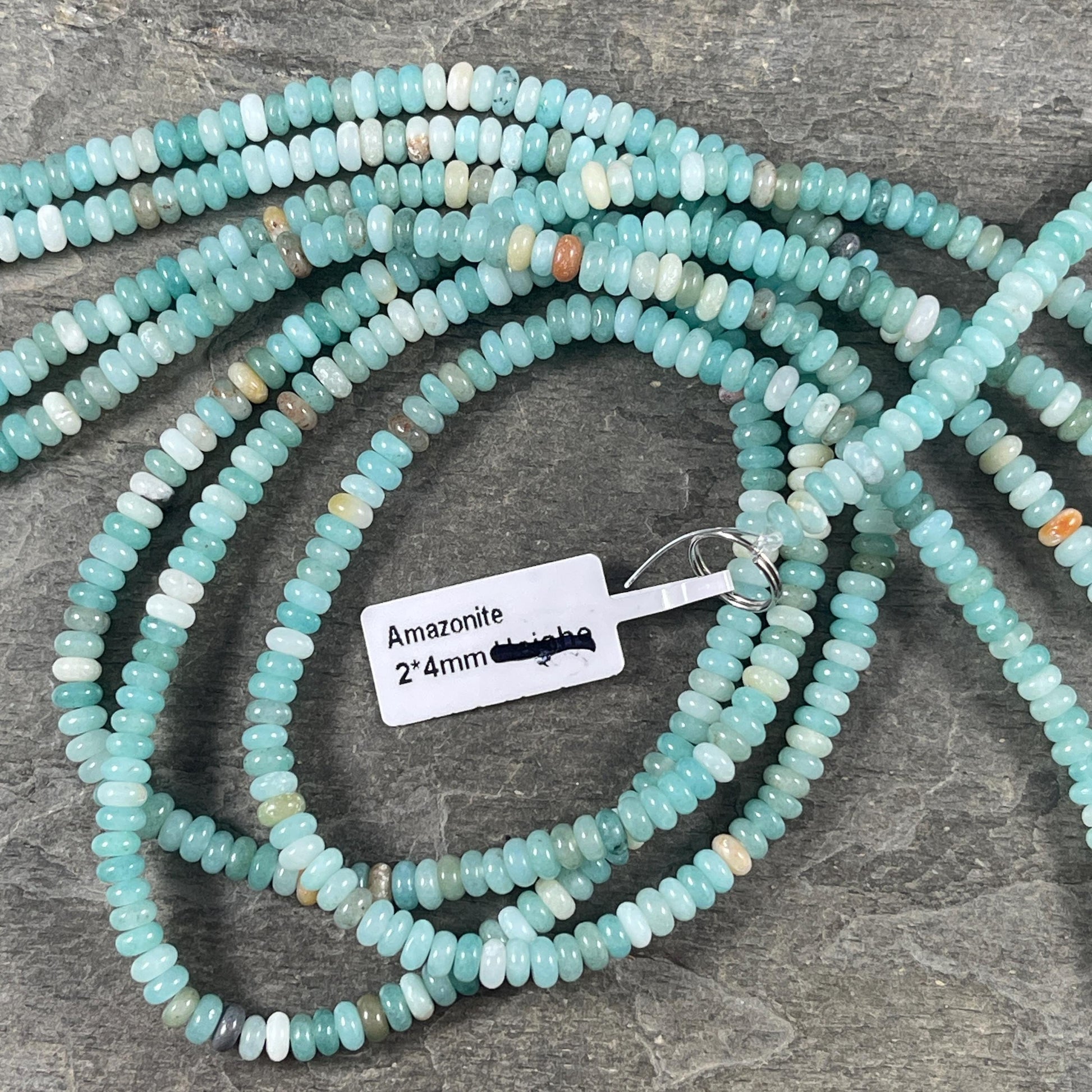 Gemstone Beads - 4x2mm Heishi Rondelle (Amazonite) * 15" strand