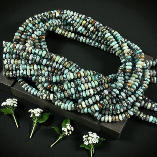 Gemstone Beads - 4x2mm Heishi Rondelle (African Turquoise) * 15" strand