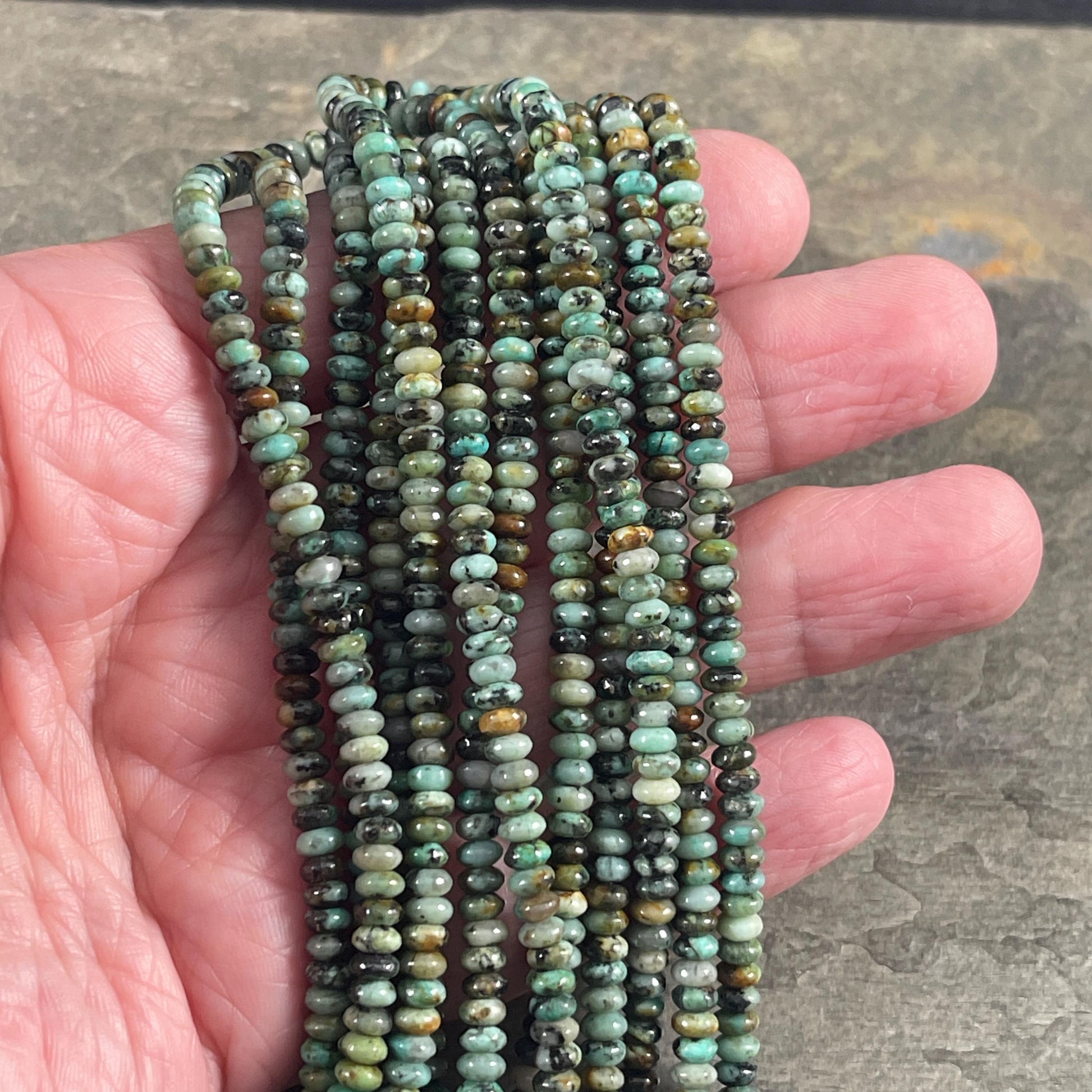 Gemstone Beads - 4x2mm Heishi Rondelle (African Turquoise) * 15" strand