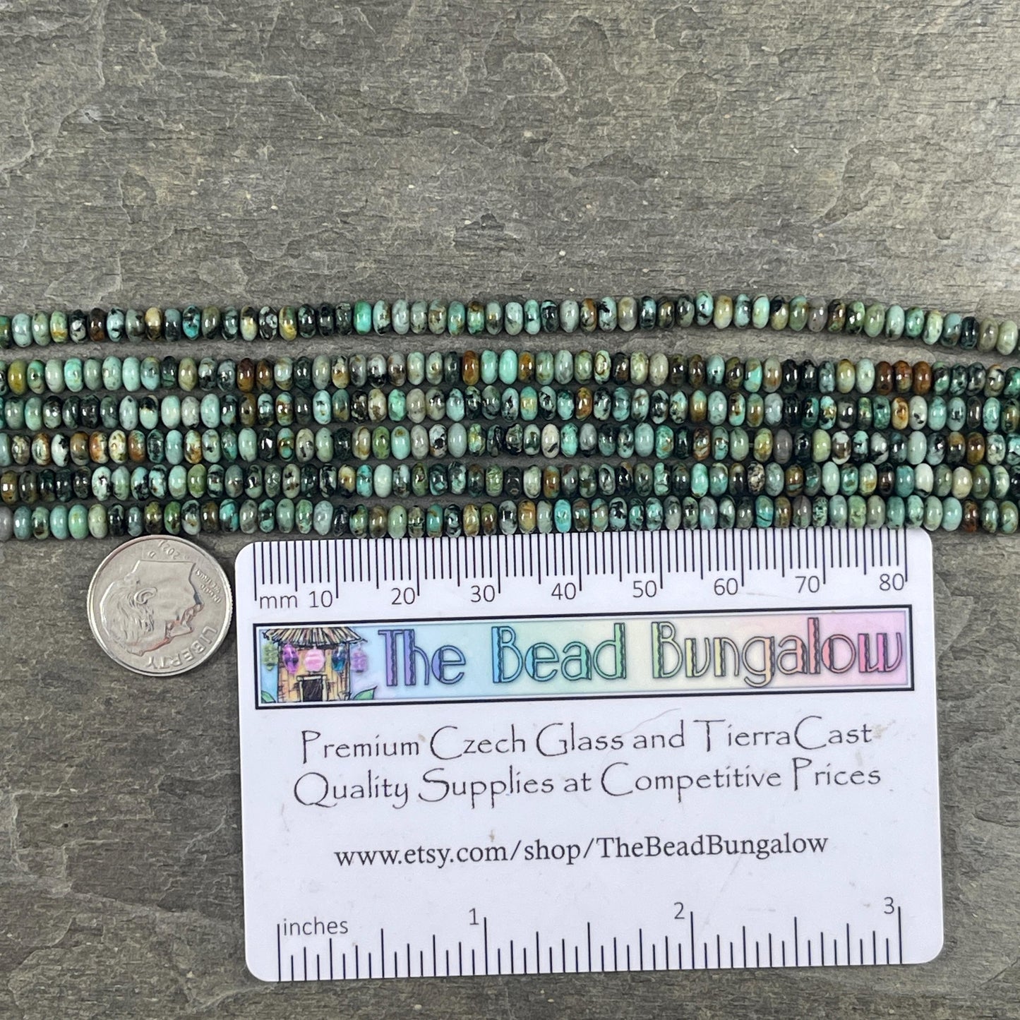 Gemstone Beads - 4x2mm Heishi Rondelle (African Turquoise) * 15" strand