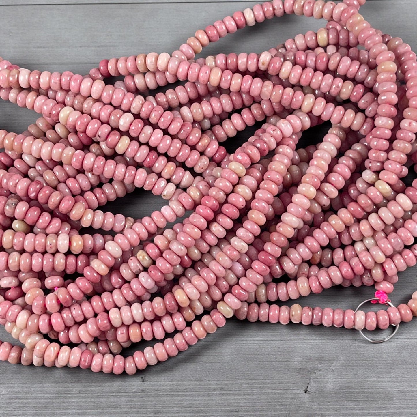 Gemstone Beads - 4x2mm Heishi Rondelle (Rhodonite) * 15" strand
