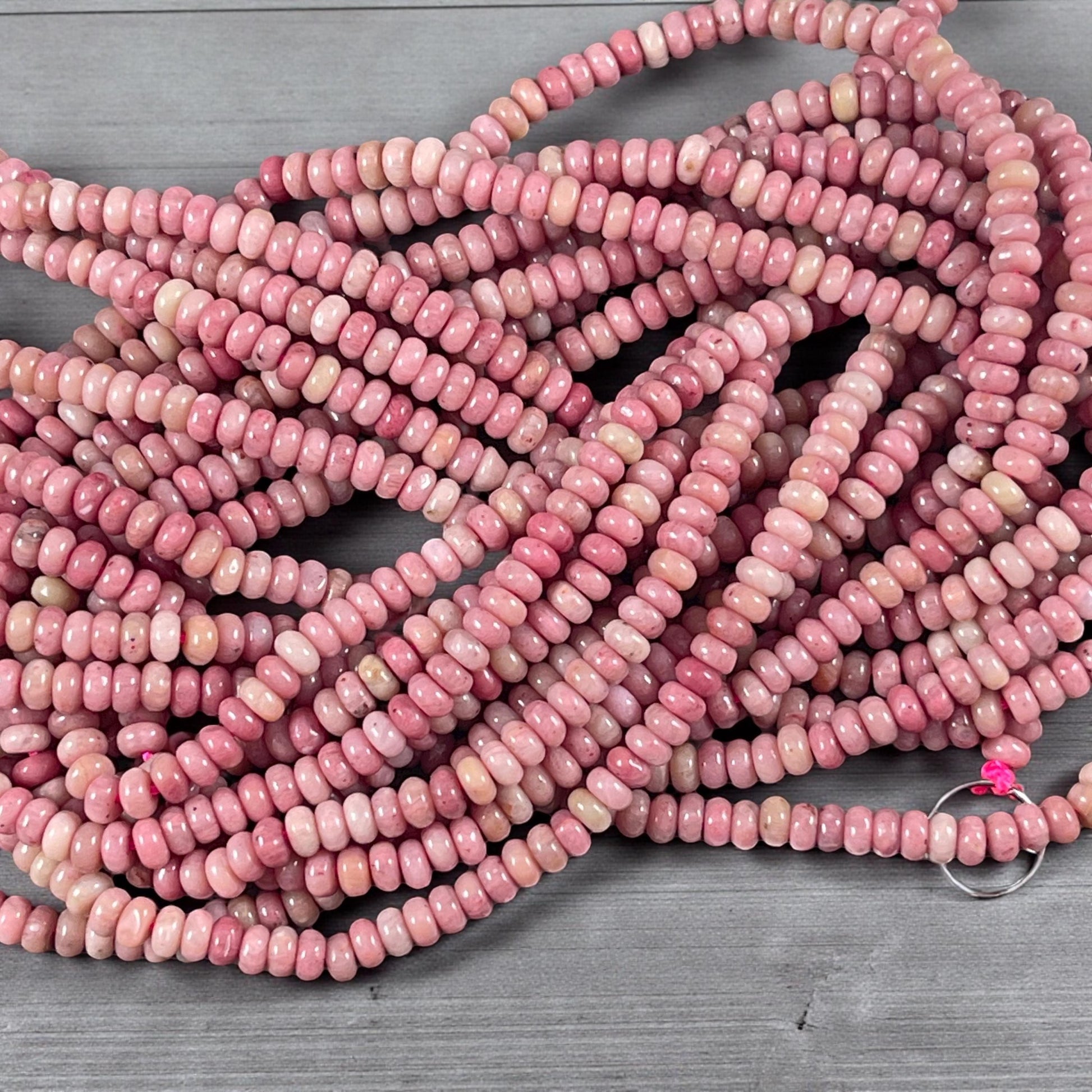 Gemstone Beads - 4x2mm Heishi Rondelle (Rhodonite) * 15" strand