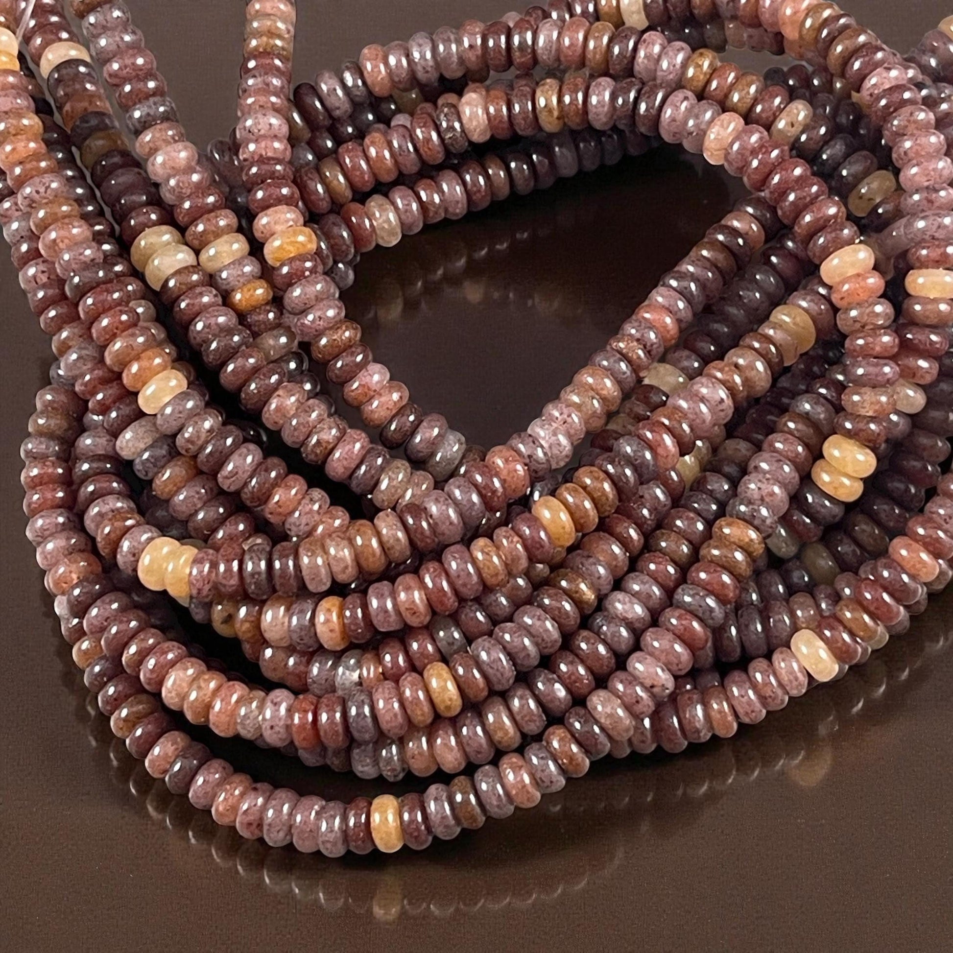 Gemstone Beads - 4x2mm Heishi Rondelle (Purple Aventurine) * 15" strand