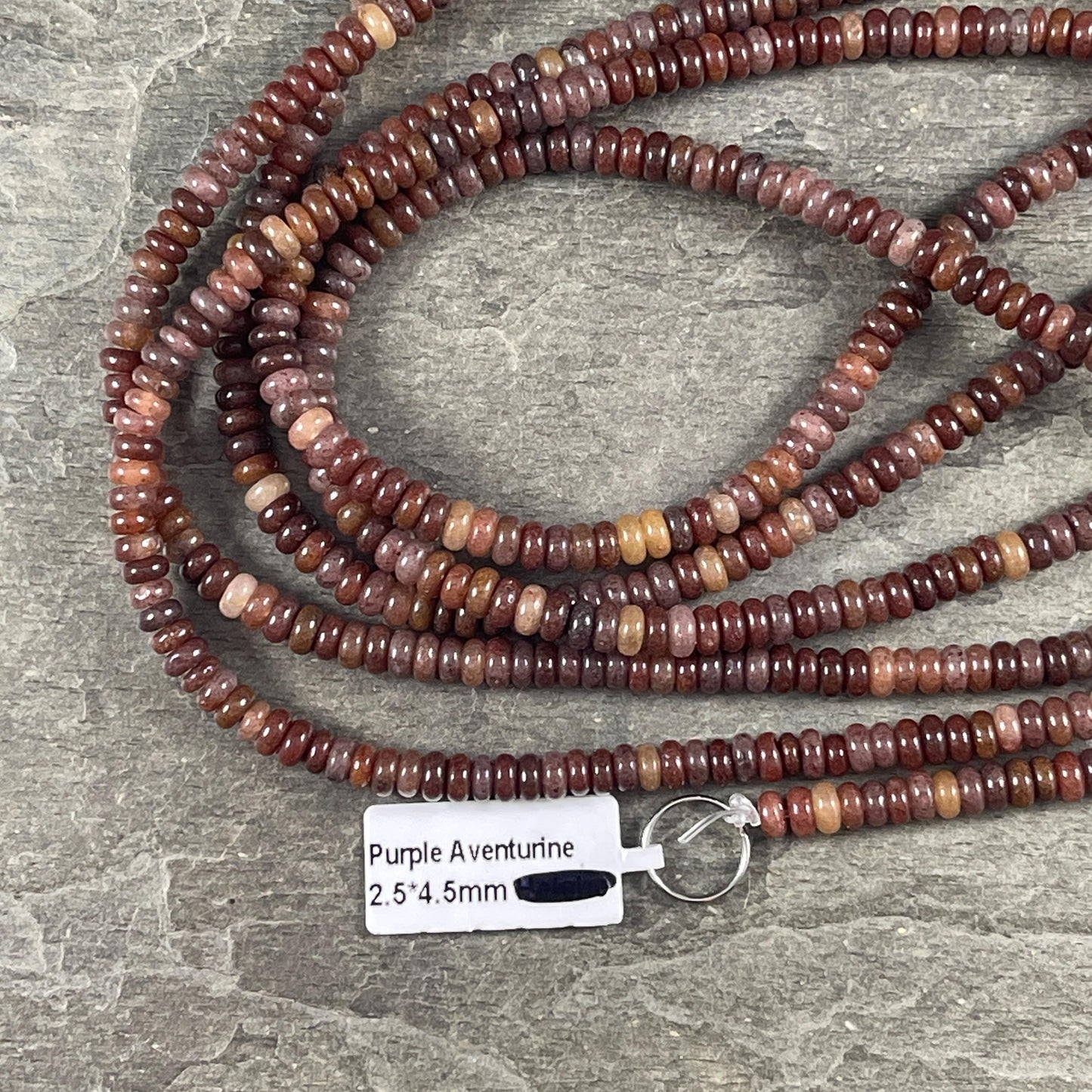 Gemstone Beads - 4x2mm Heishi Rondelle (Purple Aventurine) * 15" strand