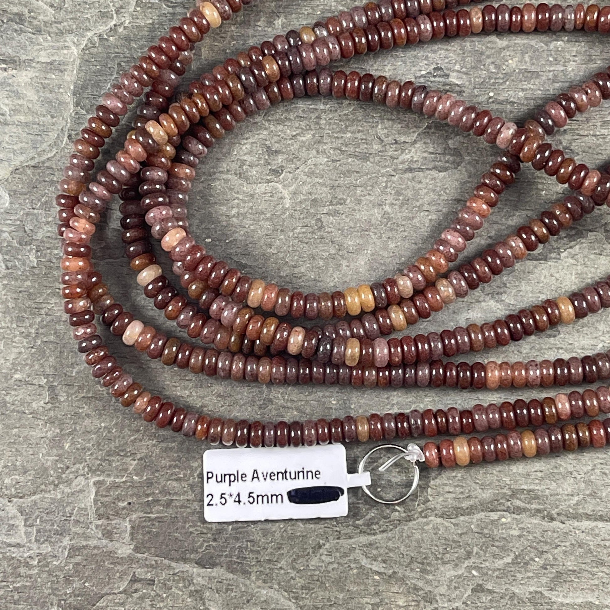 Gemstone Beads - 4x2mm Heishi Rondelle (Purple Aventurine) * 15" strand