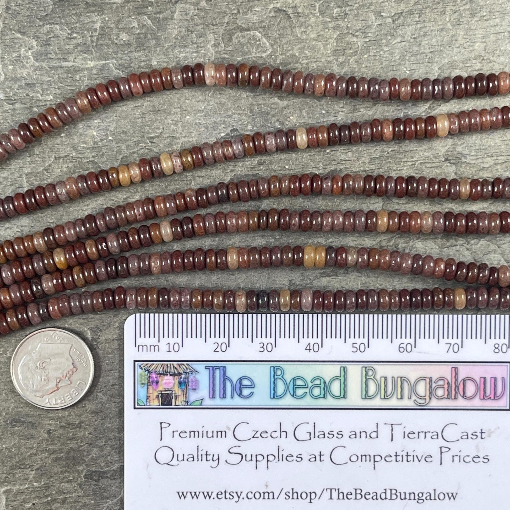 Gemstone Beads - 4x2mm Heishi Rondelle (Purple Aventurine) * 15" strand