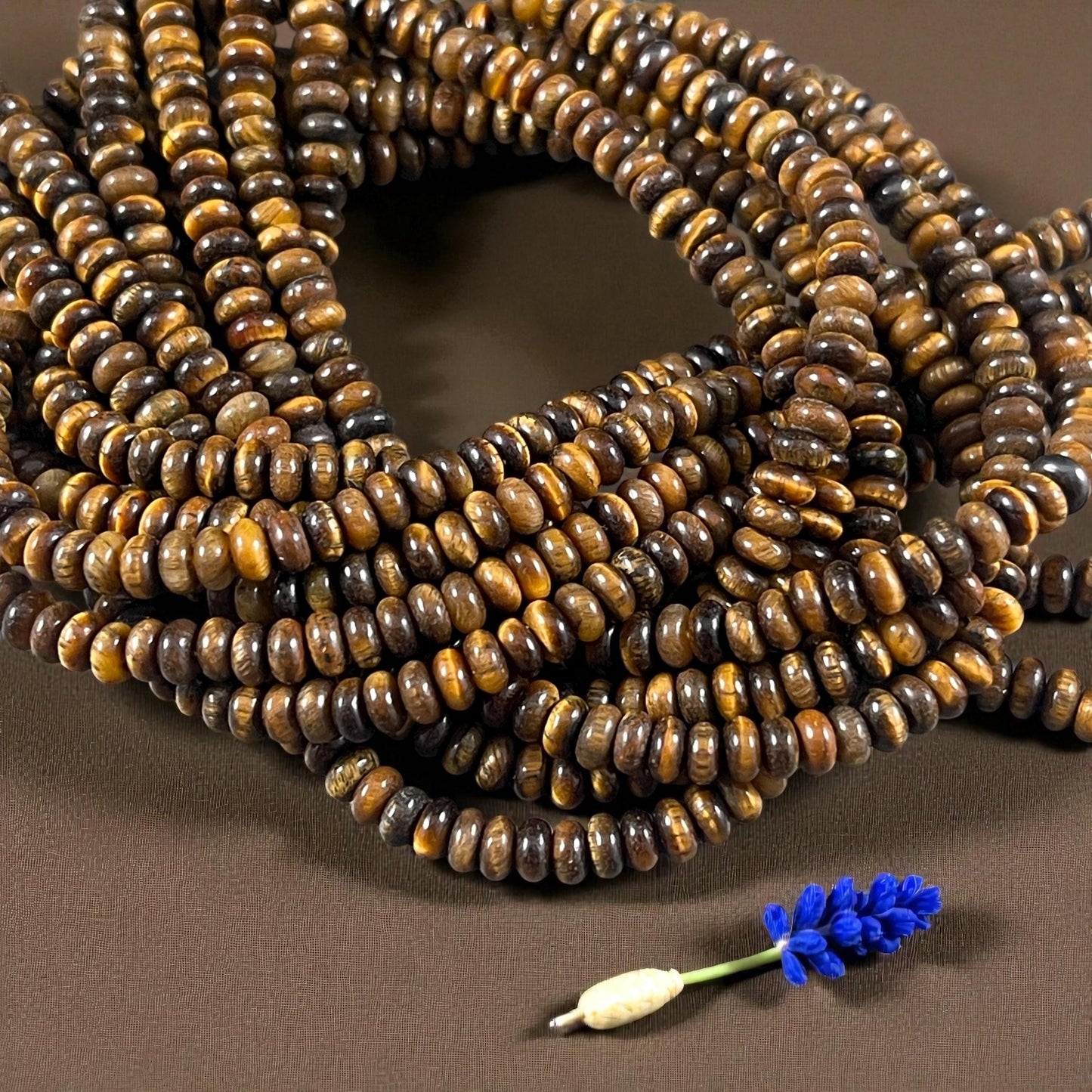 Gemstone Beads - 4x2mm Heishi Rondelle (Tiger Eye) * 15" strand