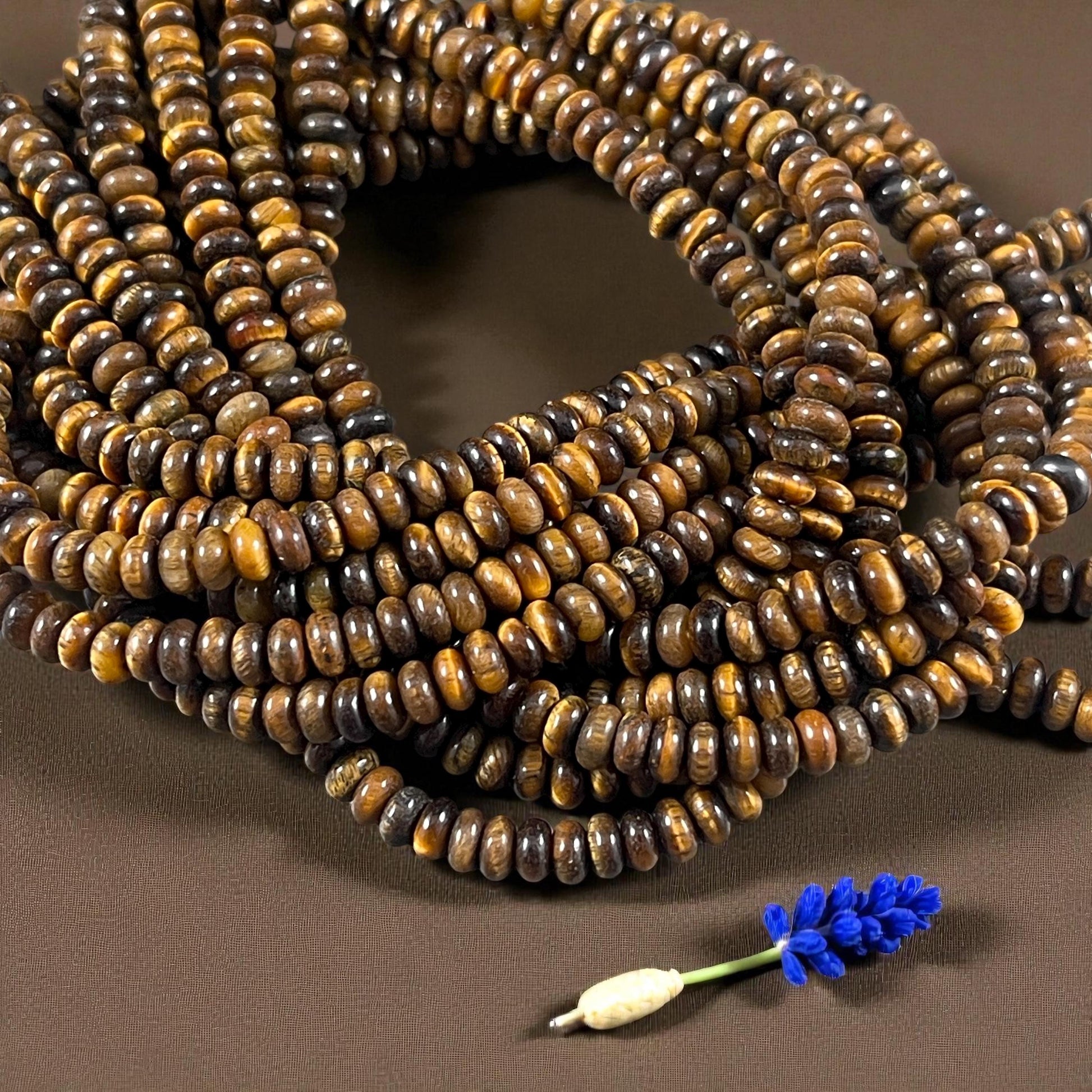 Gemstone Beads - 4x2mm Heishi Rondelle (Tiger Eye) * 15" strand