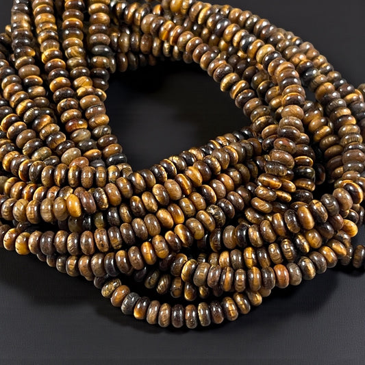 Gemstone Beads - 4x2mm Heishi Rondelle (Tiger Eye) * 15" strand