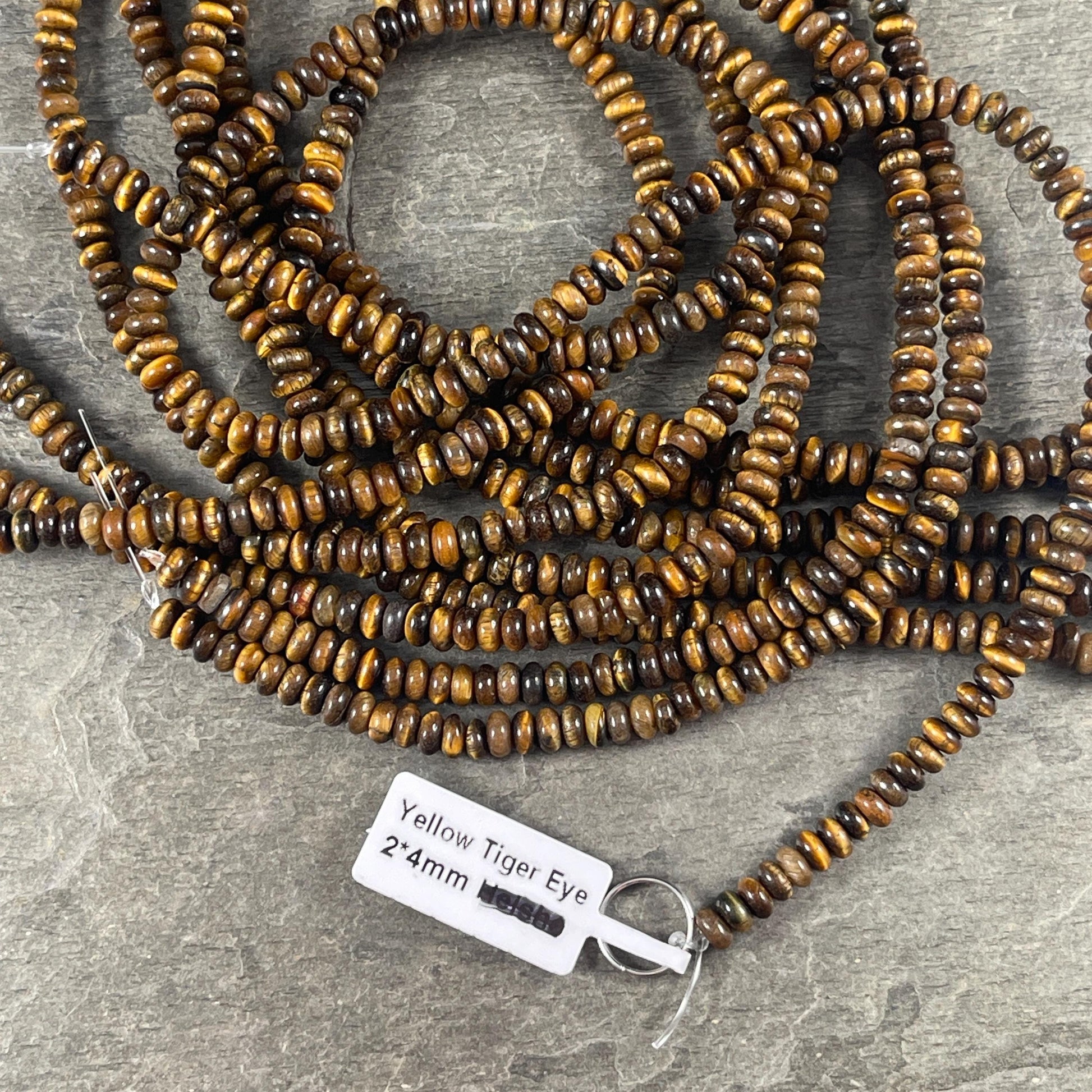 Gemstone Beads - 4x2mm Heishi Rondelle (Tiger Eye) * 15" strand